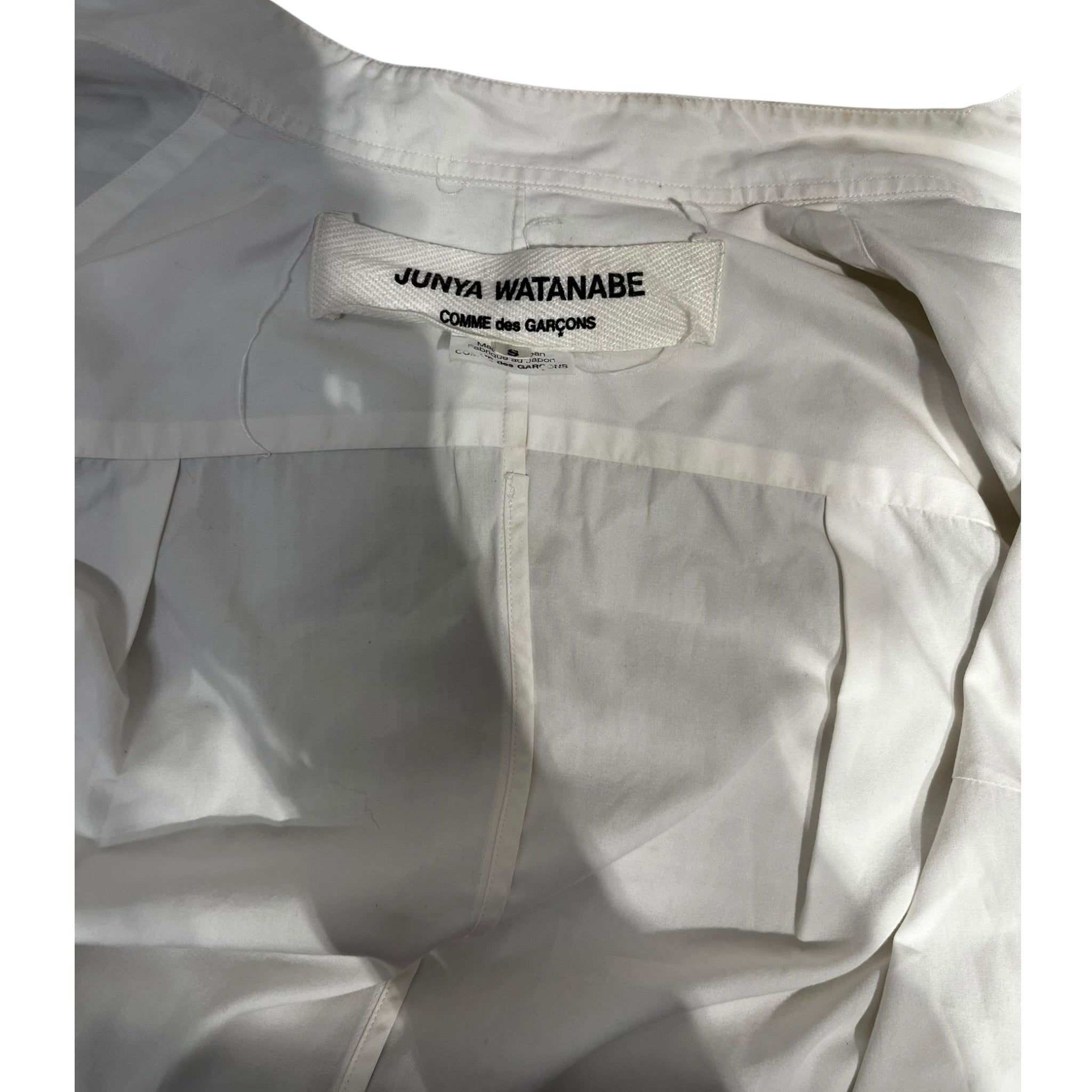 JUNYA WATANABE COMME des GARCONS/LS Blouse/S/Cotton/WHT/Hybrid Mesh Sleeve view 3