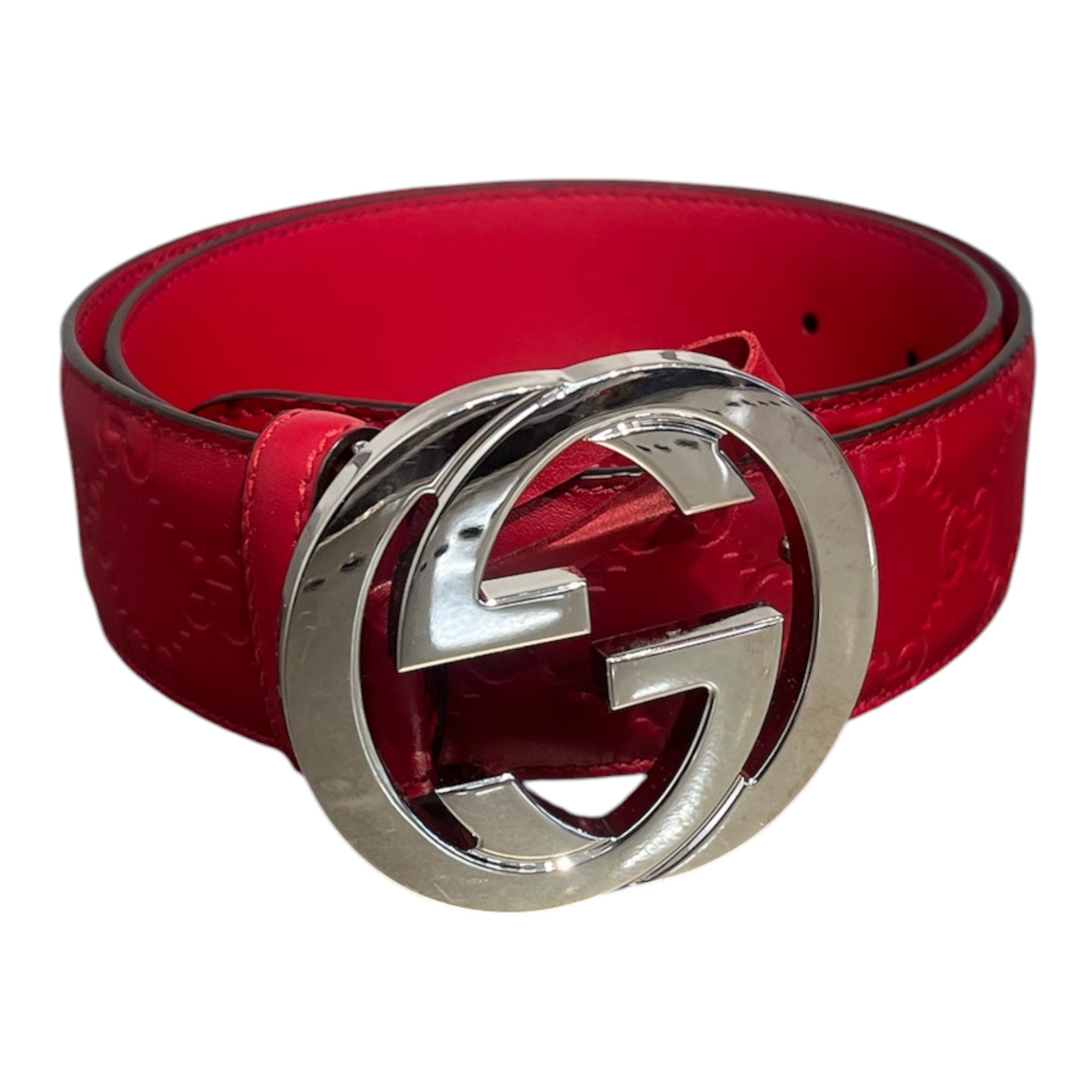 GUCCI/Belt/Leather/RED/M's/RED MONOGRAM BELT view 1