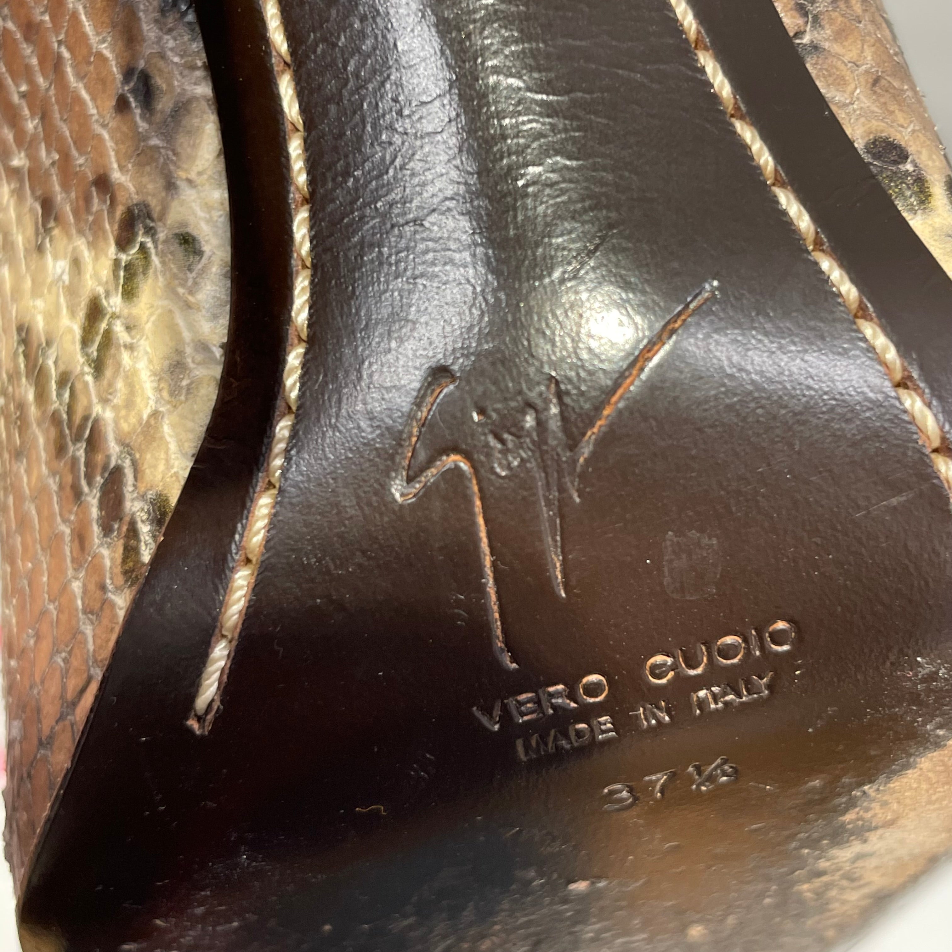 GIUSEPPE ZANOTTI DESIGN/Heels/EU 37.5/Animal Pattern/Leather/KHK/V-Tip/Python Print Pump view 5
