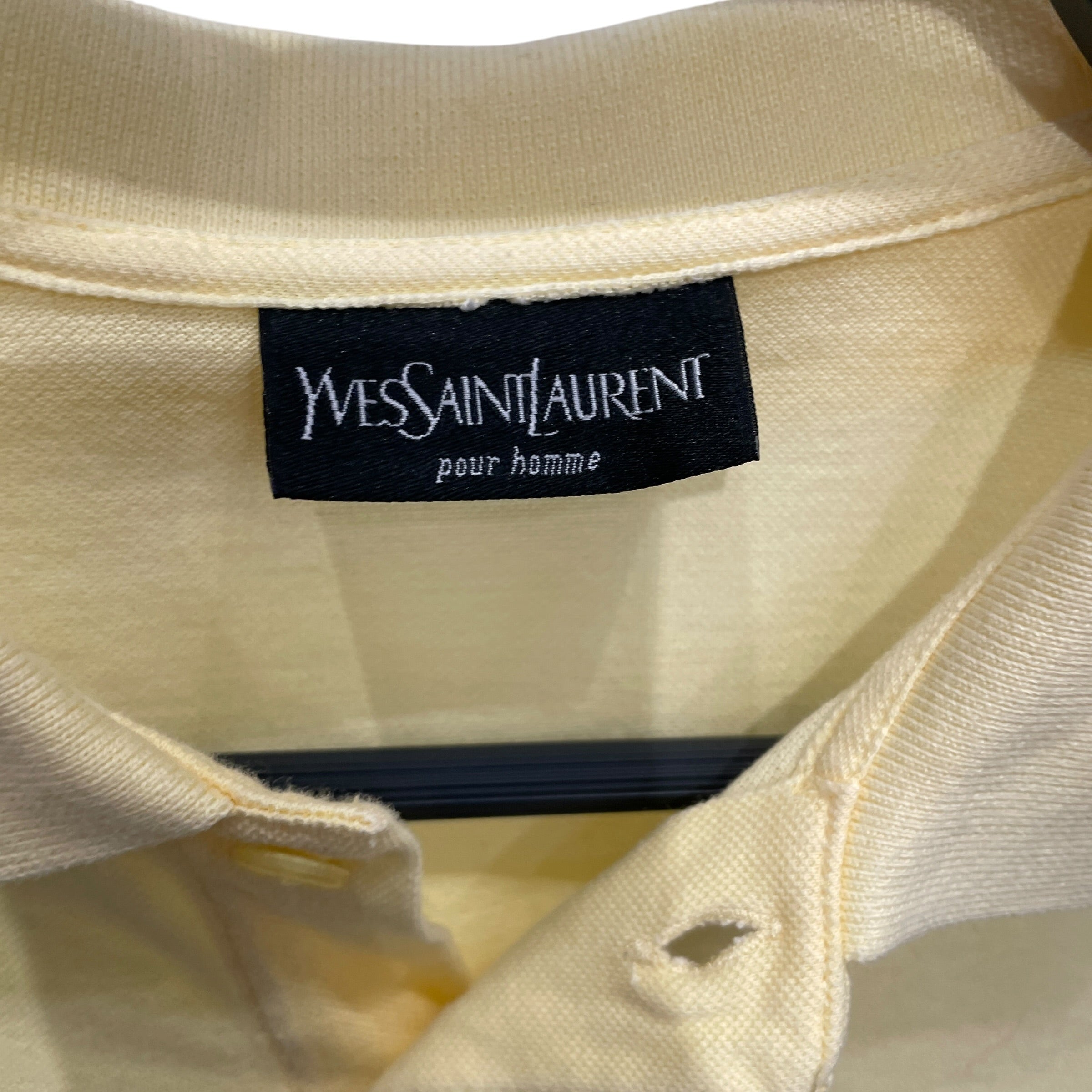 YVES SAINT LAURENT/Polo Shirt/Cotton/YEL/BLACK EMBRIODERED LOGO view 3