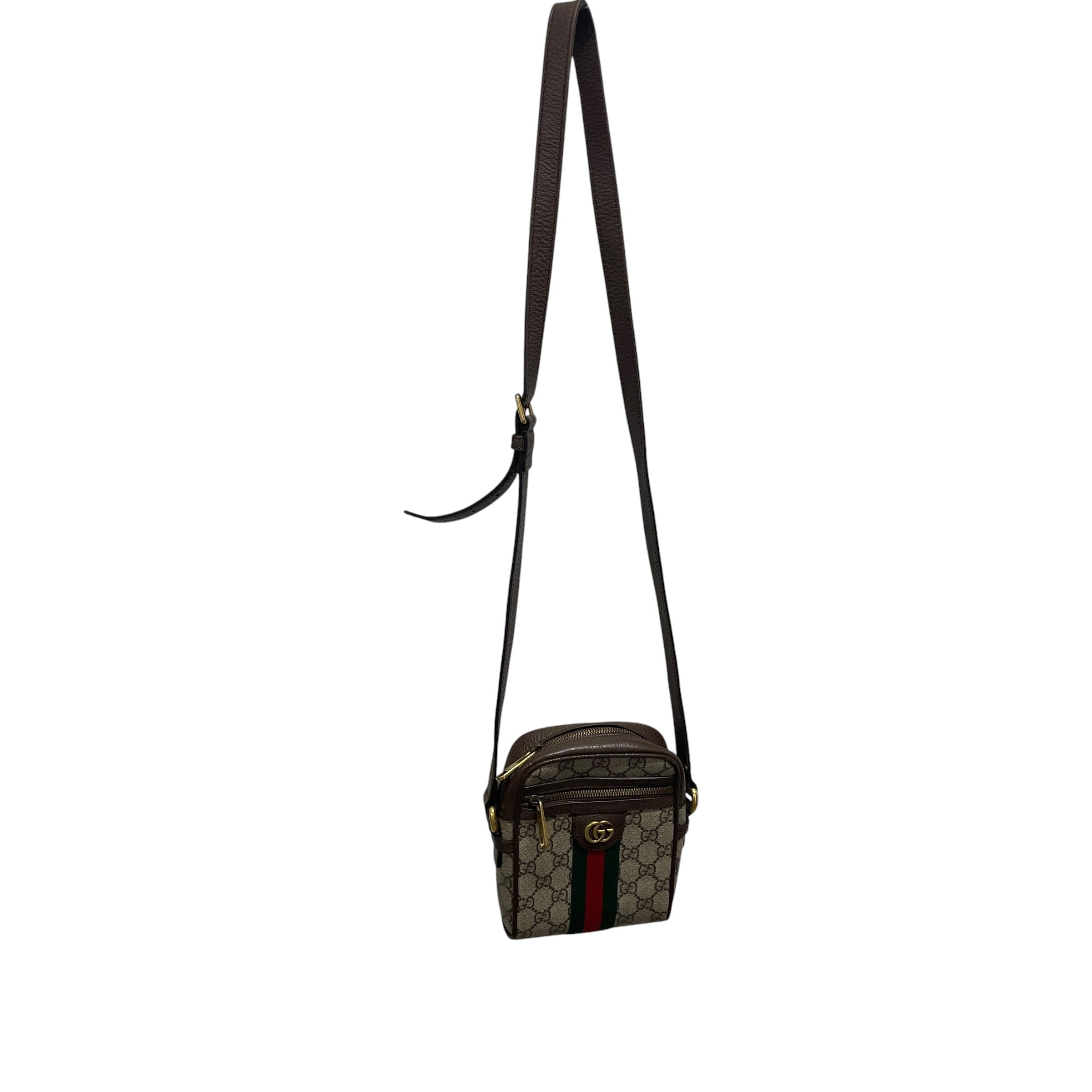 GUCCI/Cross Body Bag/Monogram/Cotton/BEG/B4TT4RD/BROWN LEATHER TRIM view 1