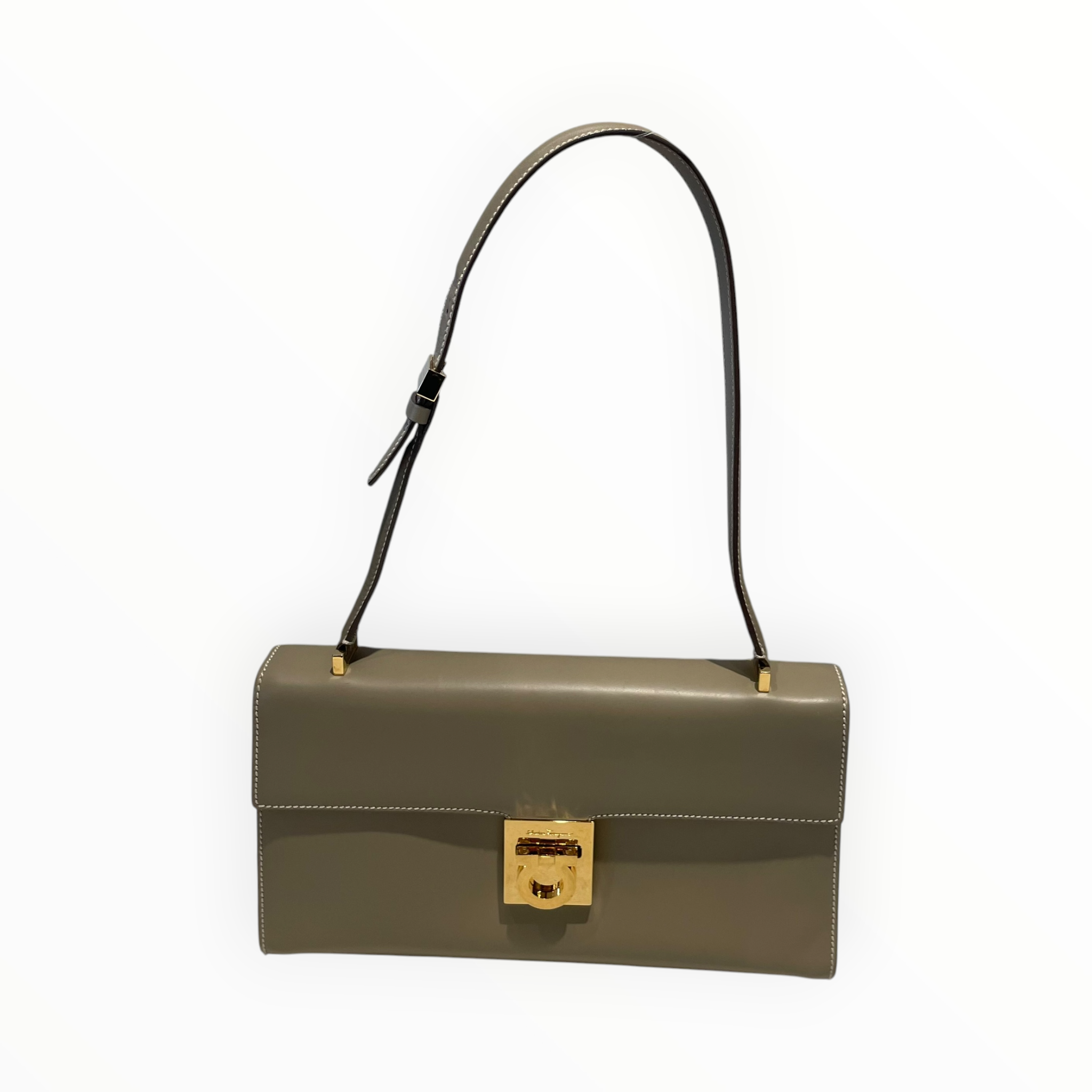 Salvatore Ferragamo/Hand Bag/Leather/BEG/Gancini Clasp view 1