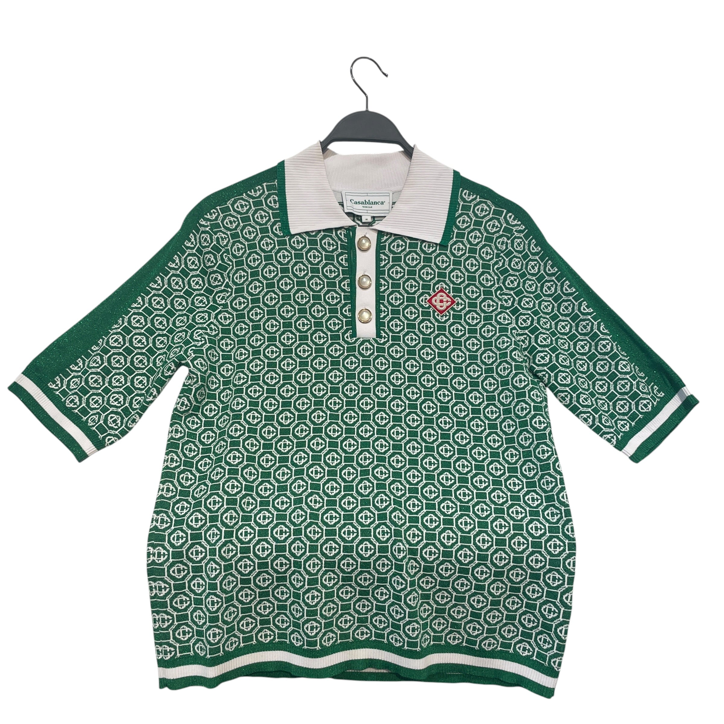 CASABLANCA/Polo Shirt/M/Polyester/GRN/Monogram/Lurex Jacquard view 1