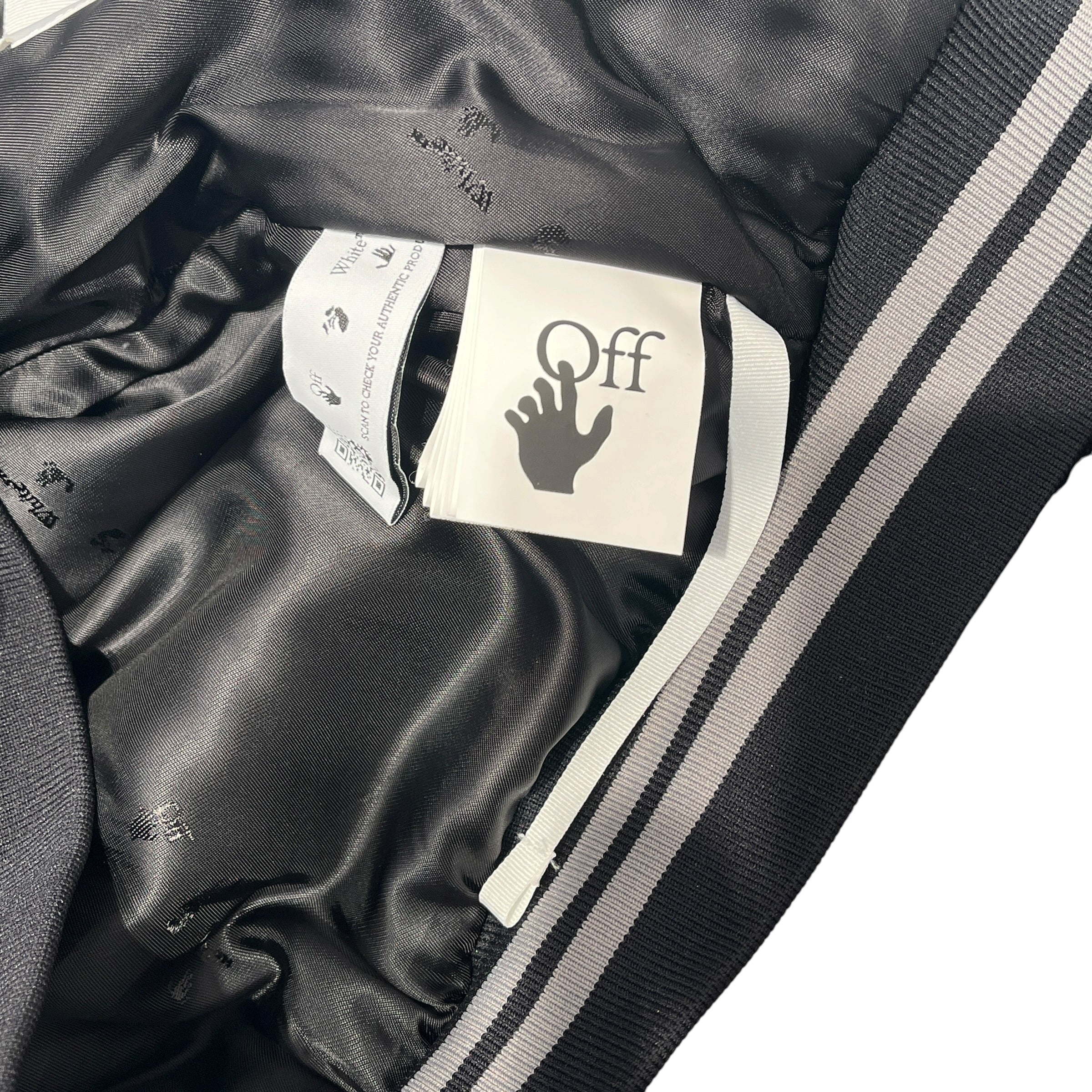 OFF-WHITE/Baseball Jkt/S/Wool/BLK/lines on arms view 5
