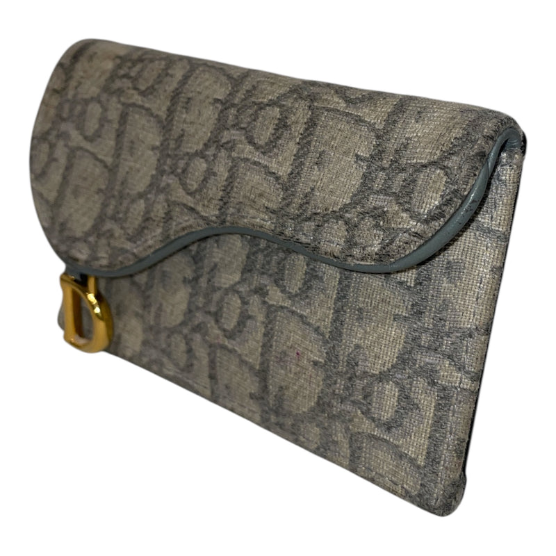 Christian Dior/Wallet/Monogram/Cotton/BLU/Saddle Cardholder