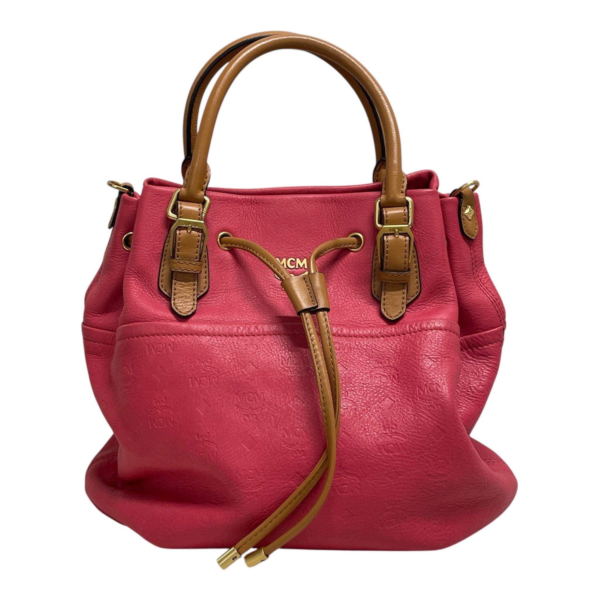 MCM/Hand Bag/Leather/PNK/tan contrast straps view 1