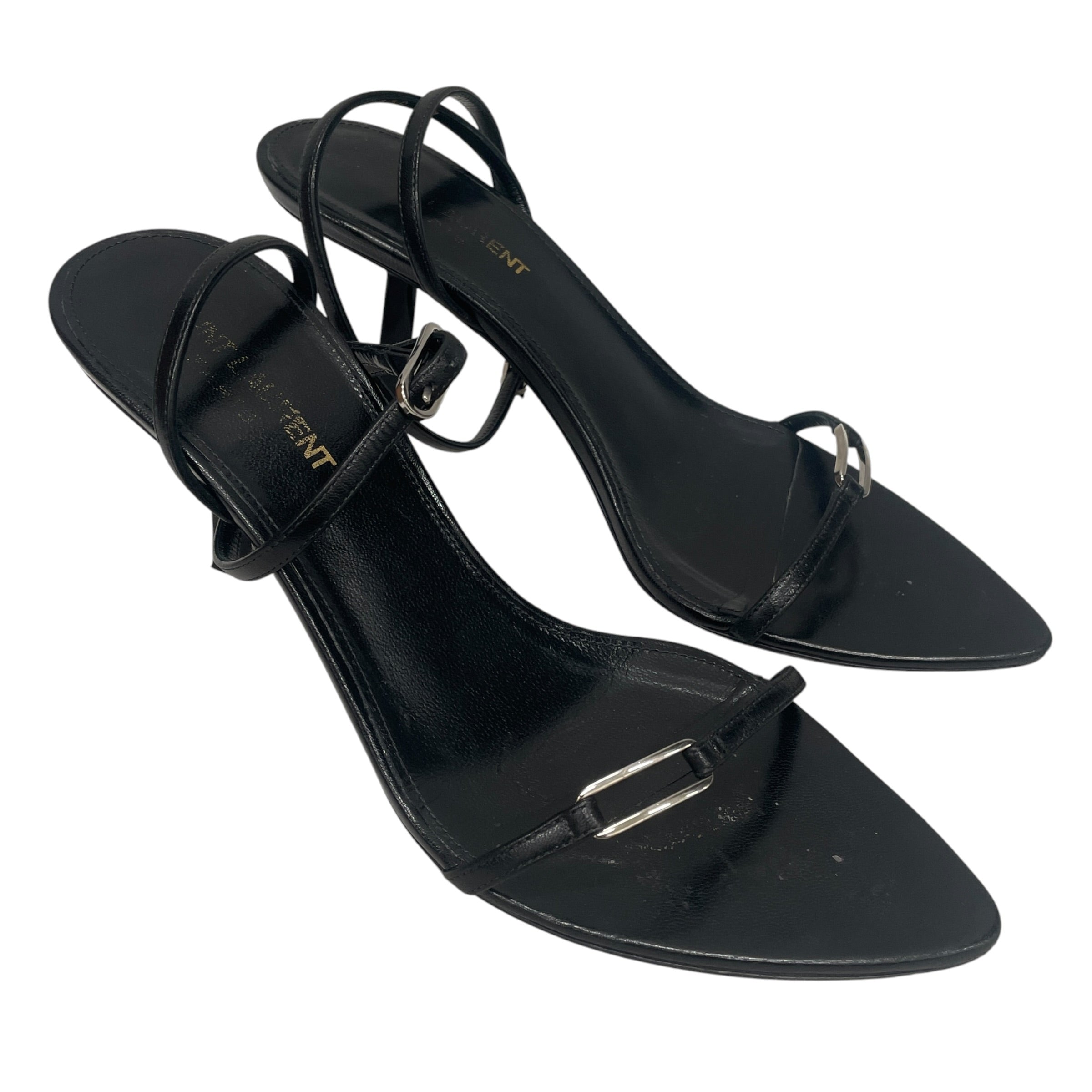 SAINT LAURENT/Heels/EU 37/Leather/BLK/AGNELLO LIMOUSINE STRAP BACK view 1