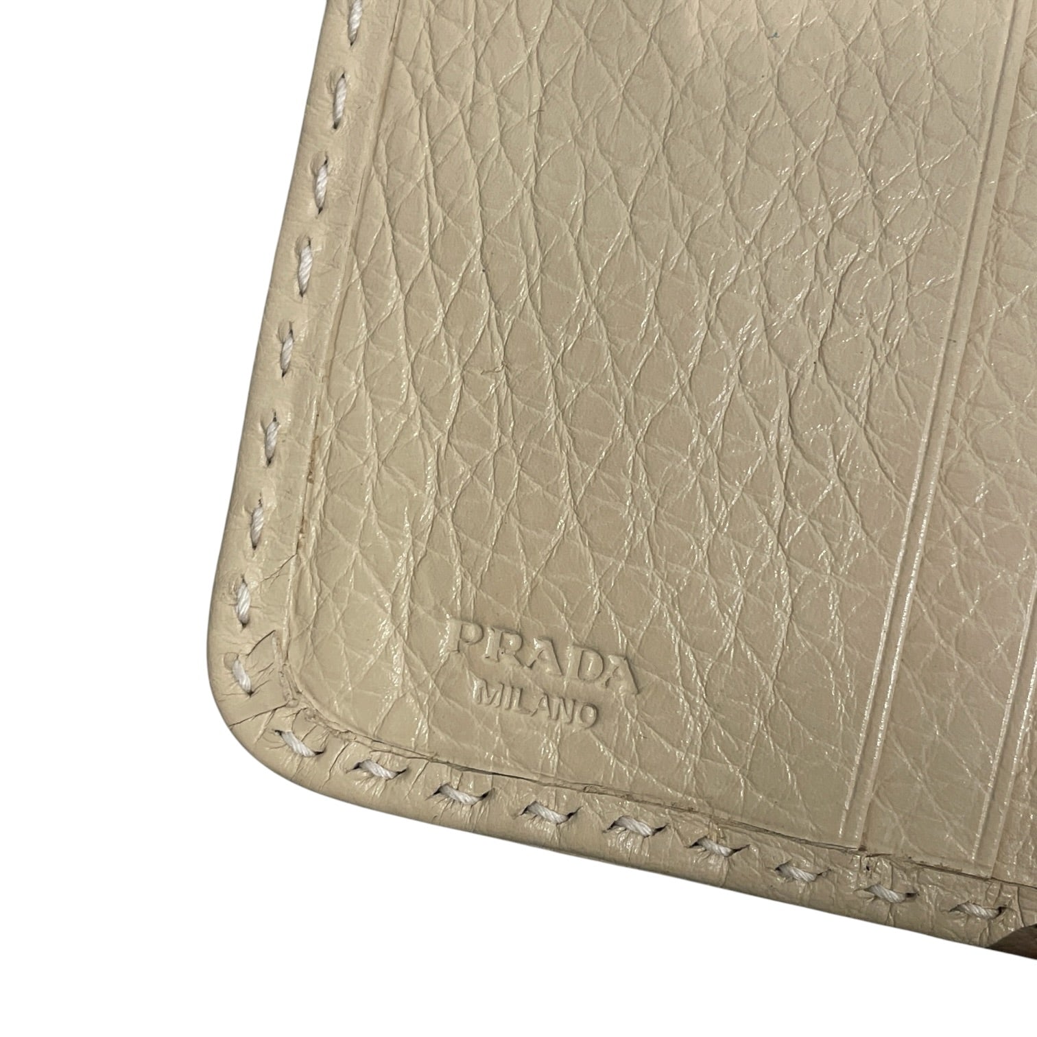 PRADA/Wallet/BEG/PEBBLED LEATHER ZIP AROUND view 3