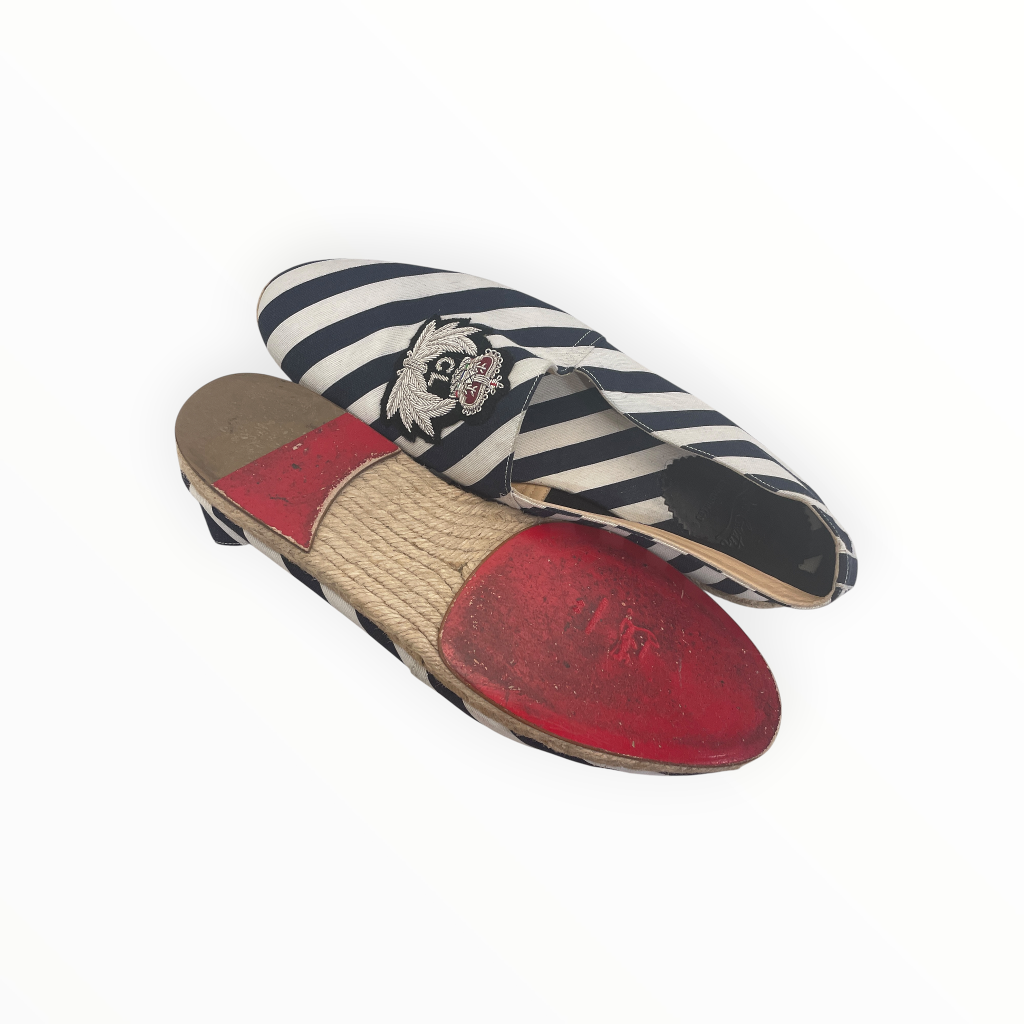 Christian Louboutin/Loafers/EU 44/Stripe/Cotton/NVY/espadrilles view 3