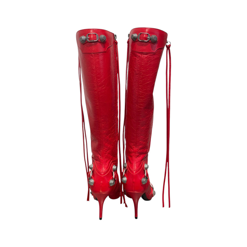 BALENCIAGA/Boots/EU 36.5/Leather/RED/CAGELE LEATHER BOOTS