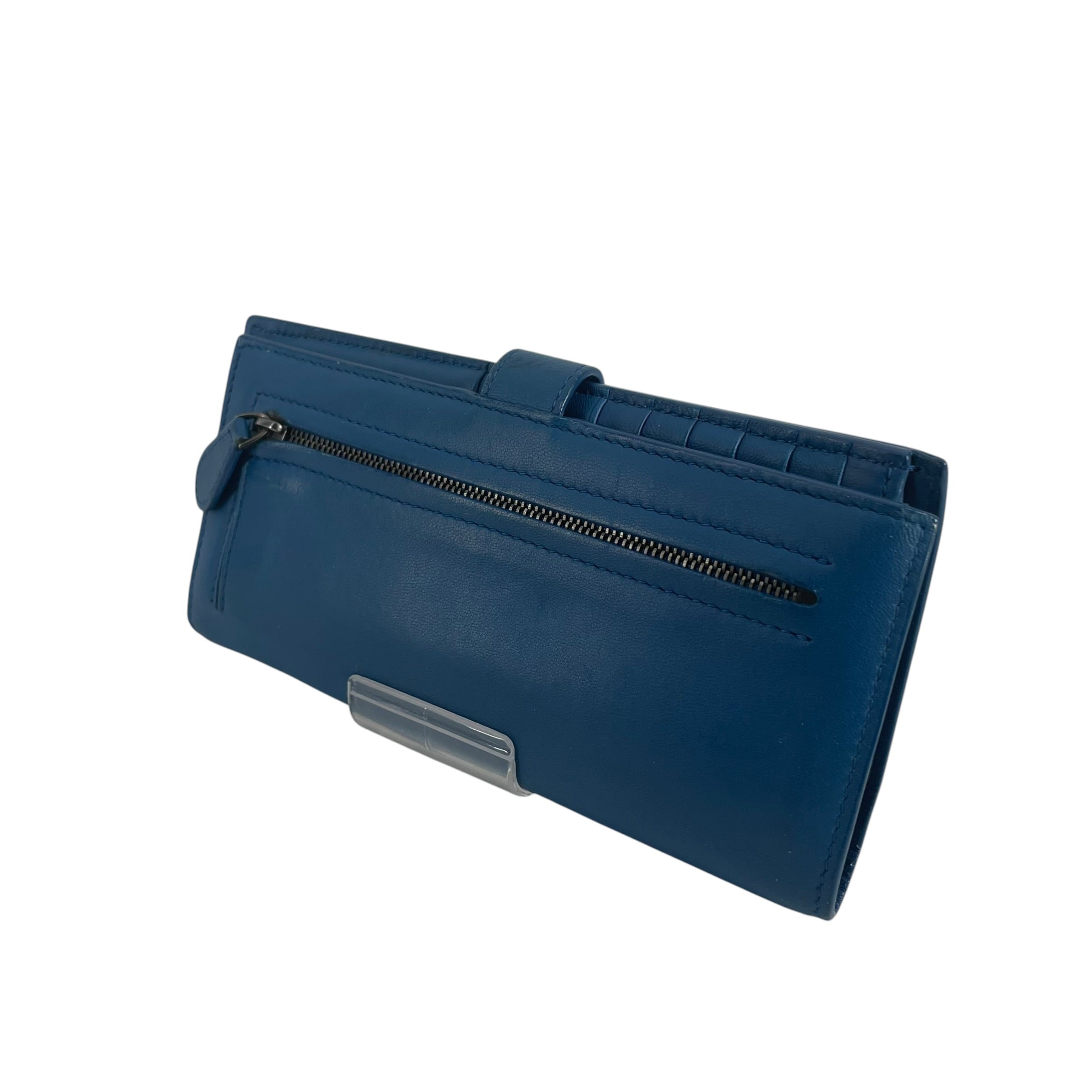 BOTTEGA VENETA/Long Wallet/Leather/BLU/FLAP OVER view 2