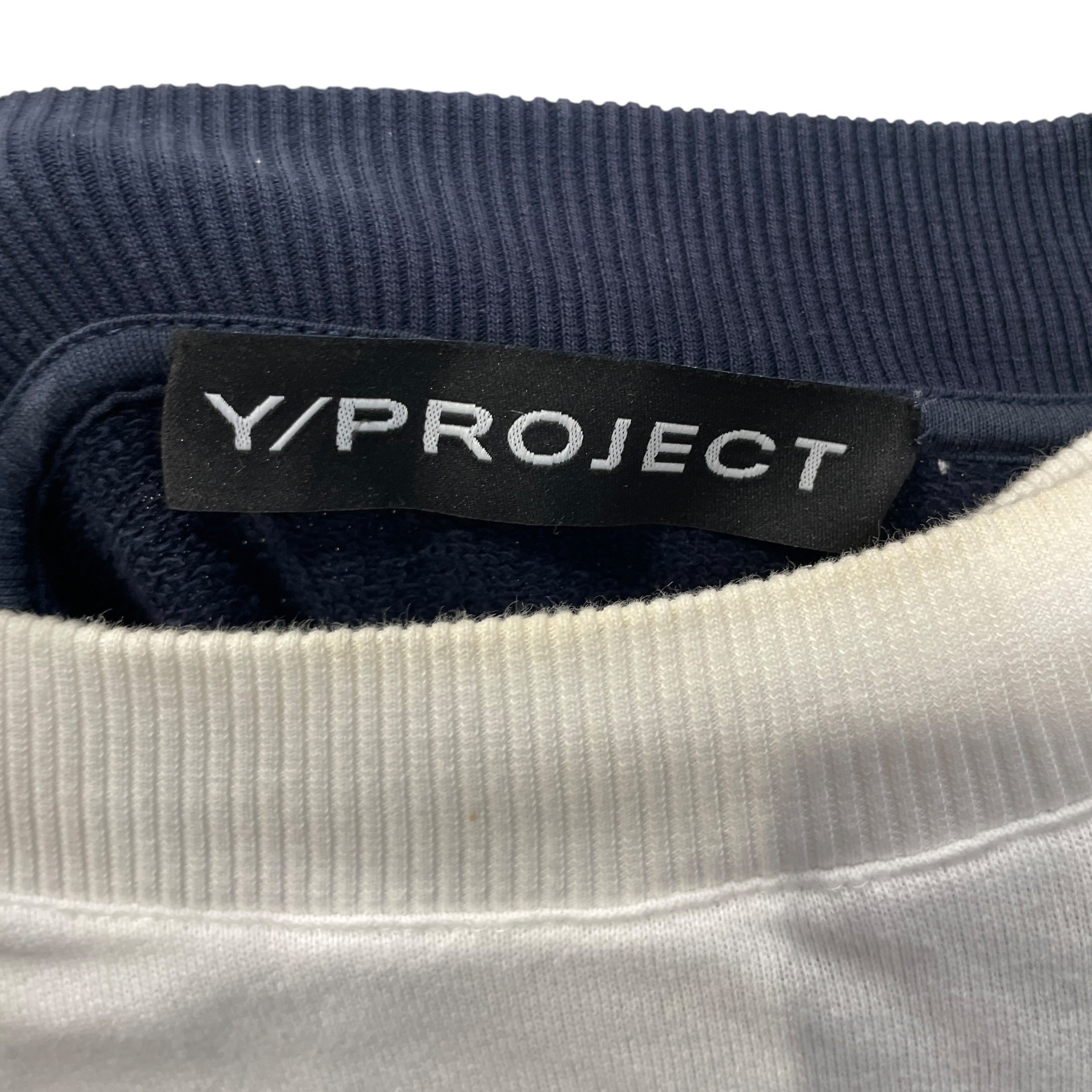 Y/PROJECT/Sweatshirt/S/Cotton/WHT/wht/nvy strip sleeve double view 3