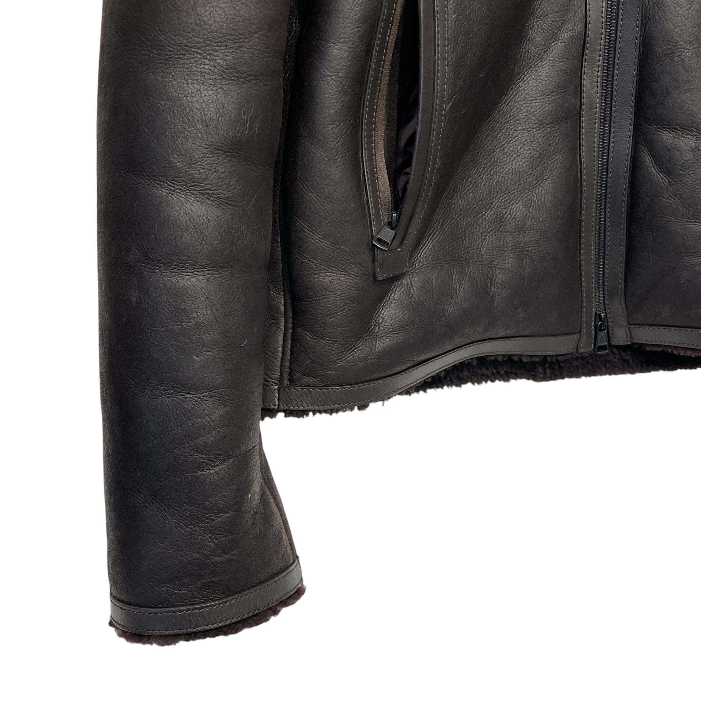MONCLER/Zip Up Hoodie/2/Cowhide/BRW/SHERPA LINED ZIPUP HOODIE view 4