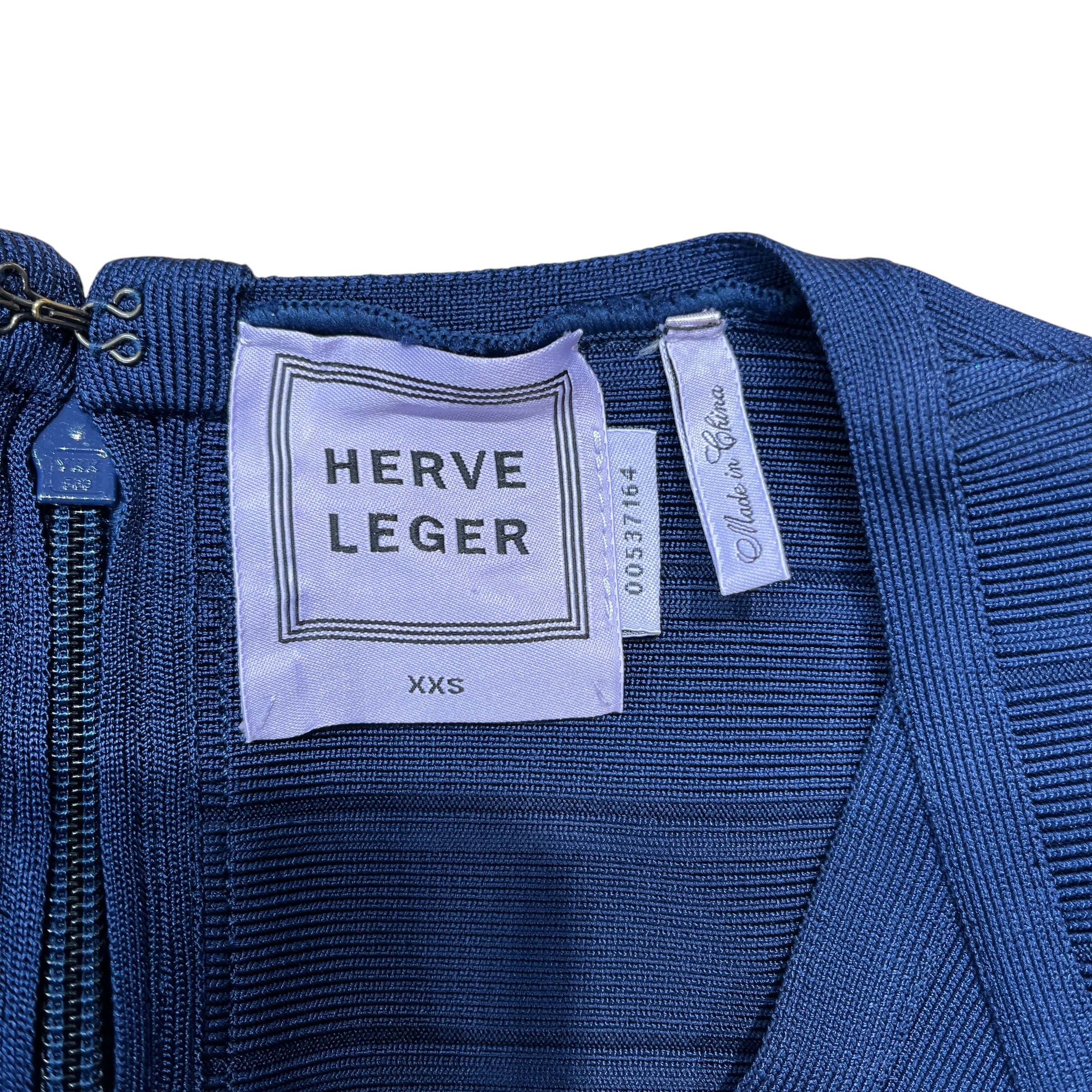 Herve Leger/Dress/XXS/Rayon/NVY/Midi Length/short sleeve view 3