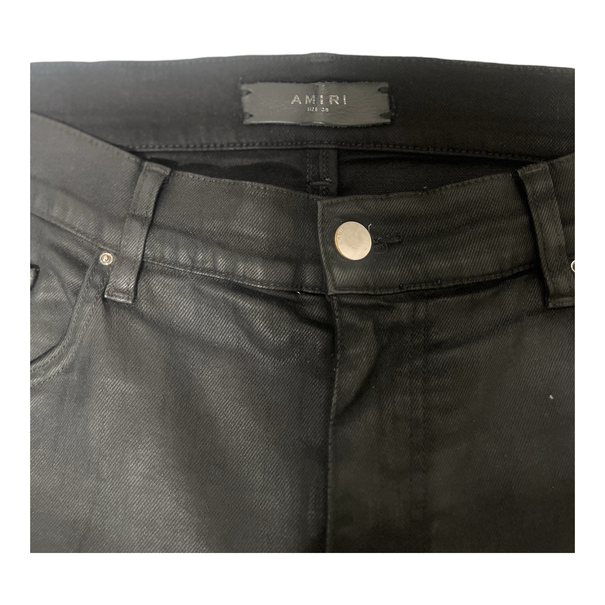 AMIRI/Pants/38/Denim/BLK/waxed/distressed view 5