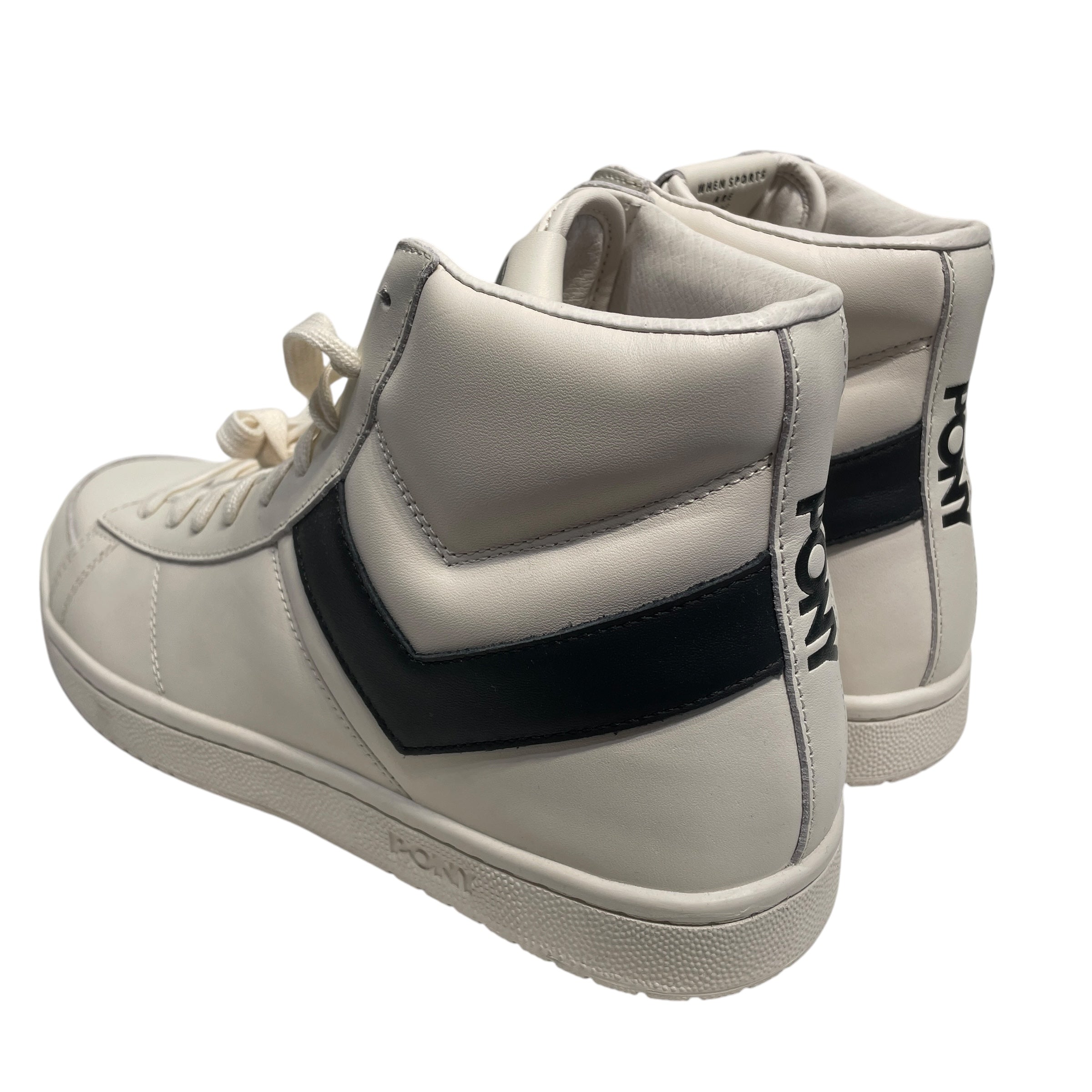 PONY/Hi-Sneakers/US 12/Leather/CRM/Off White Black view 2