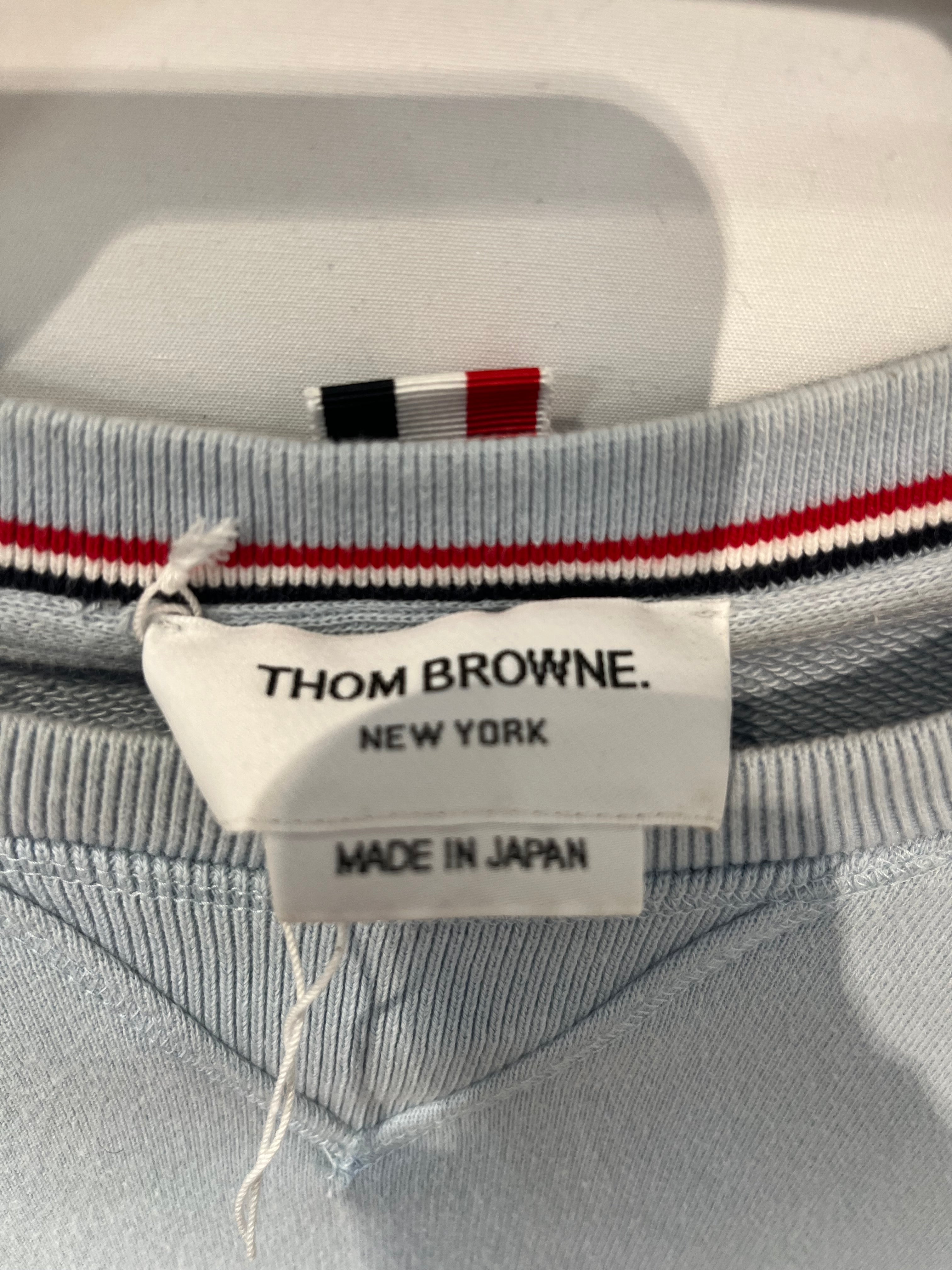 THOM BROWNE. NEW YORK/Sweatshirt/1/Cotton/BLU/Pullover/MJT021H 4 bar sweatshirt view 3