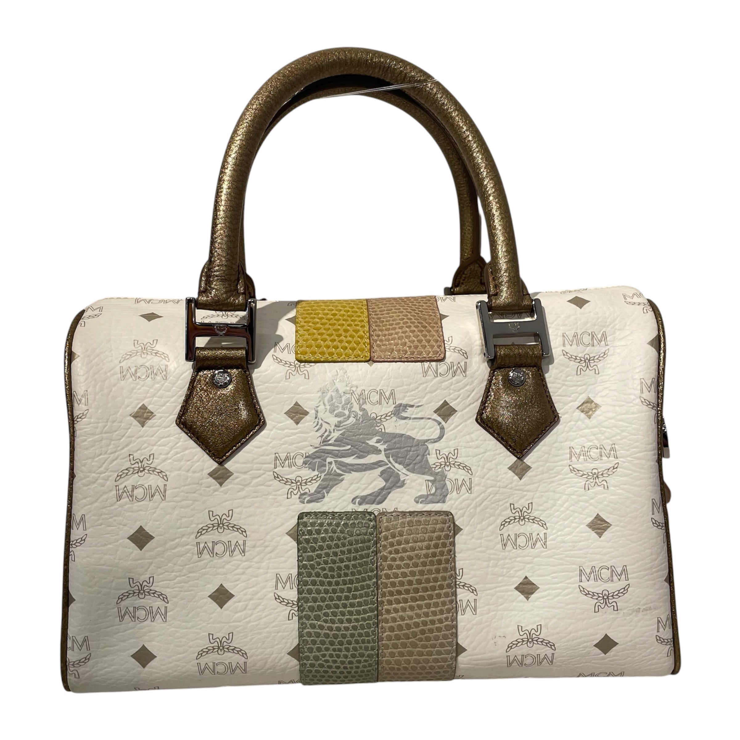 MCM/Cross Body Bag/Monogram/Leather/WHT/SILVER LIONS HEAD LOGO view 1
