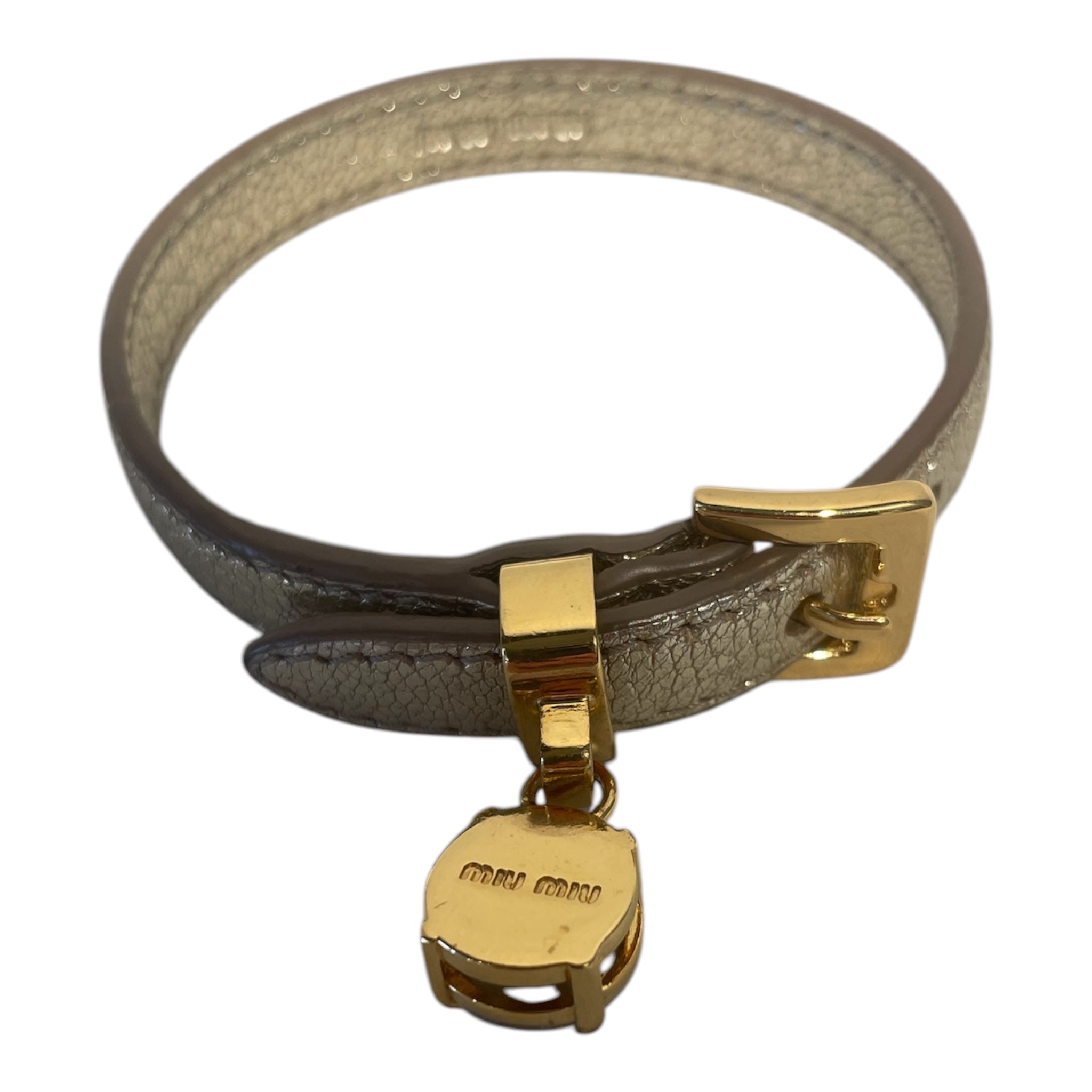 MIU MIU/Bracelet/Leather/GLD/CRYSTAL LEATHER BRACELET view 3