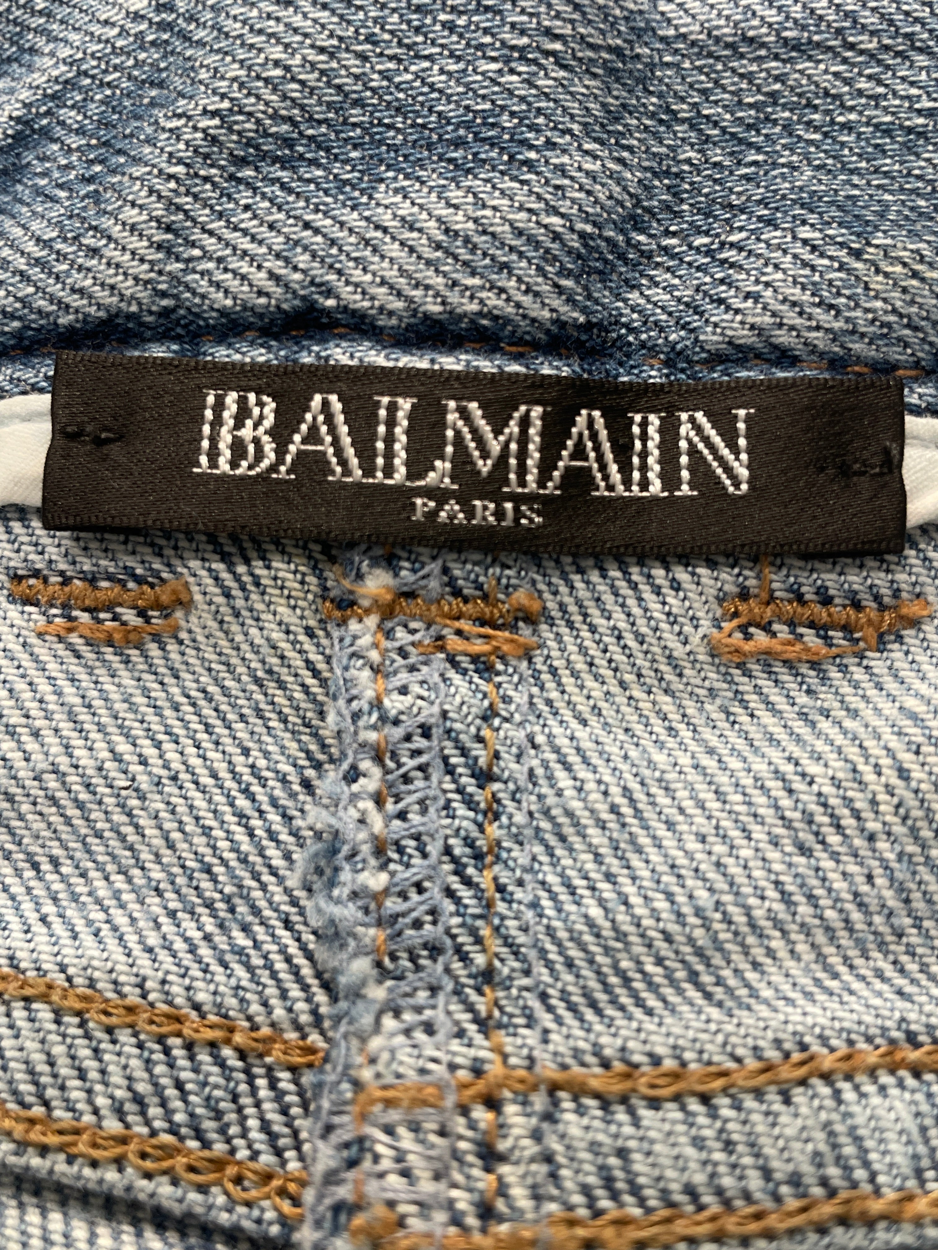 BALMAIN/Skinny Pants/36/Denim/IDG/GOLD BUTTON BIKER view 3