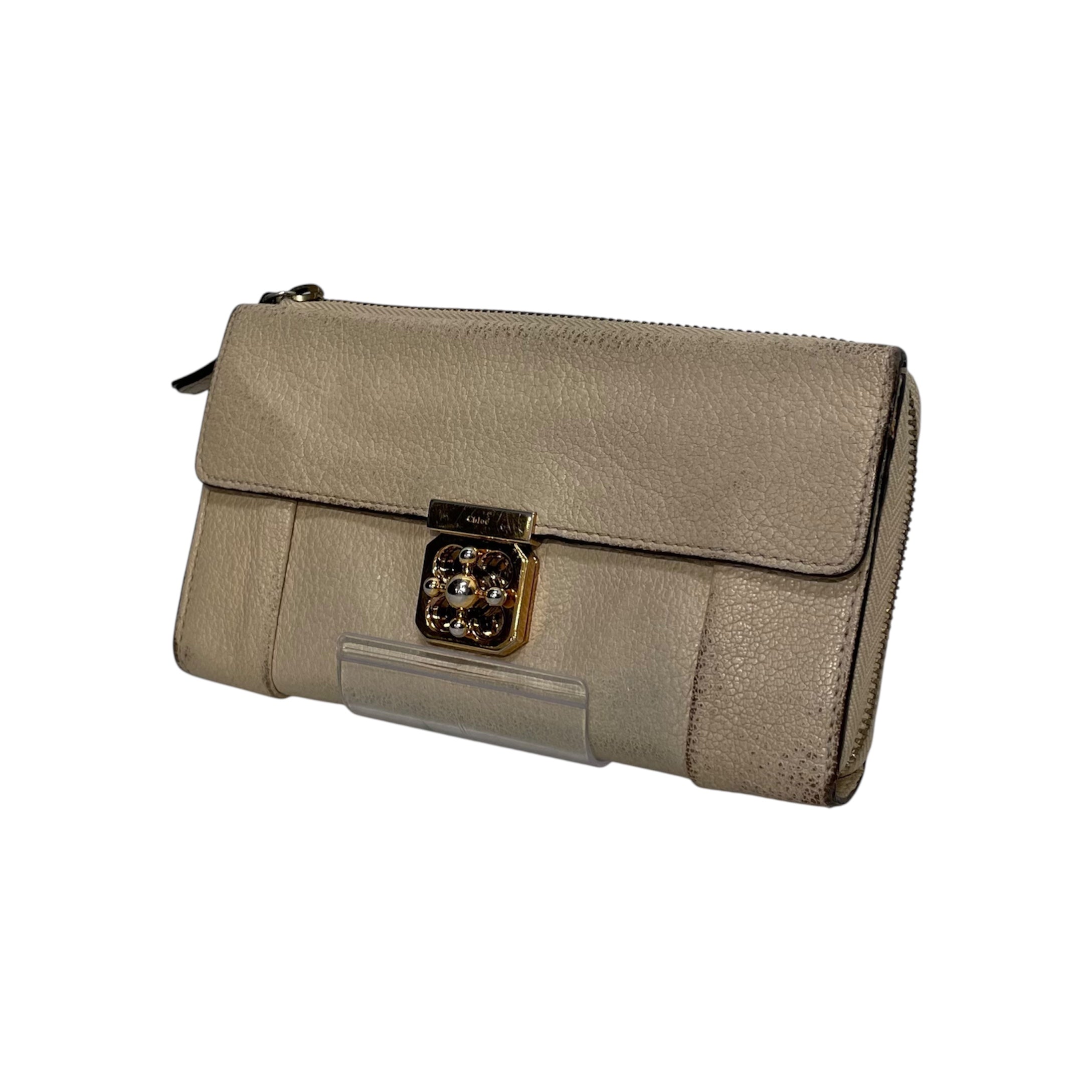 Chloe/Long Wallet/Leather/CRM/GOLD LOCK ON FRONT view 1