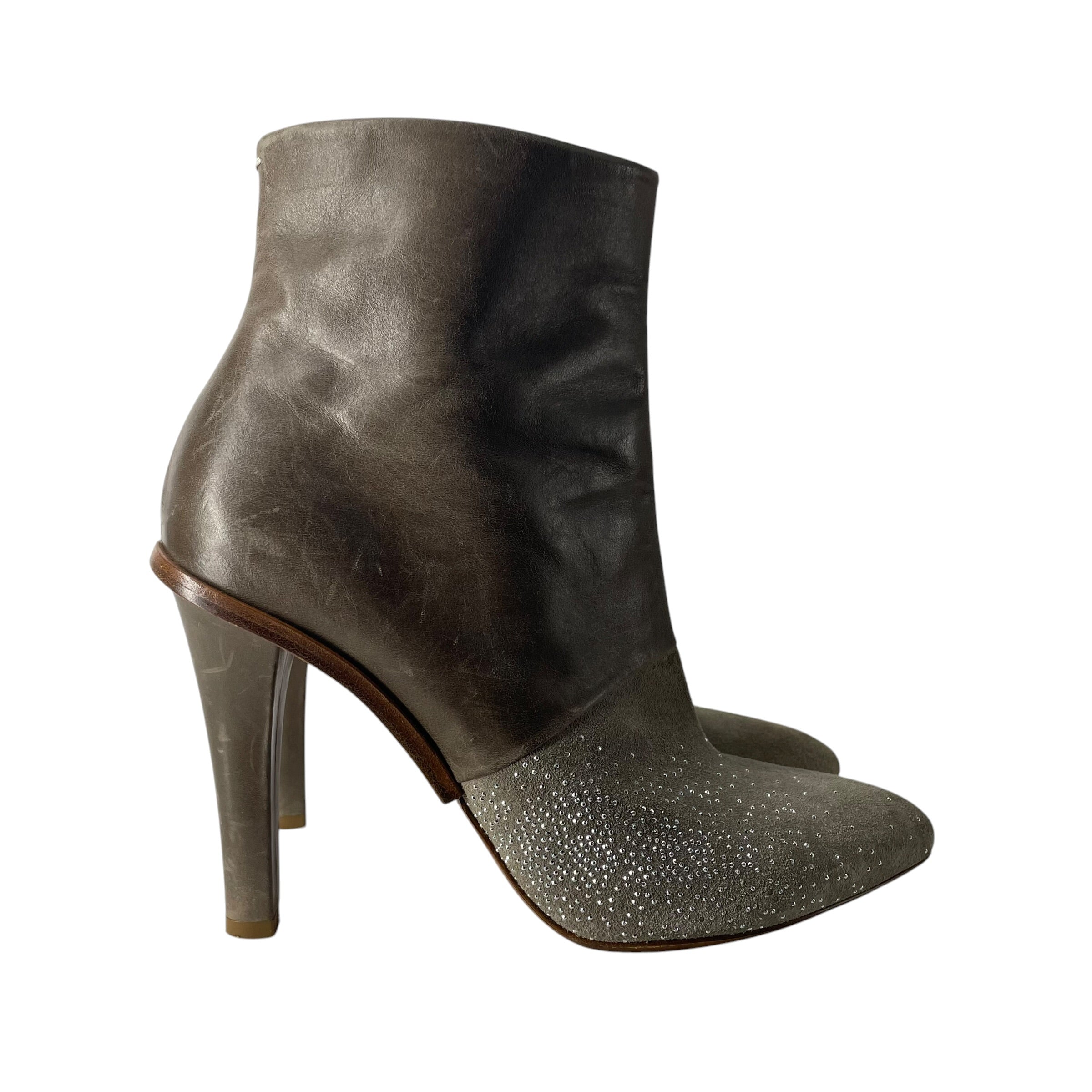 Maison Margiela/Heels/EU 39.5/Leather/BRW/EMBOSSED DIAMONDS SIDE view 2