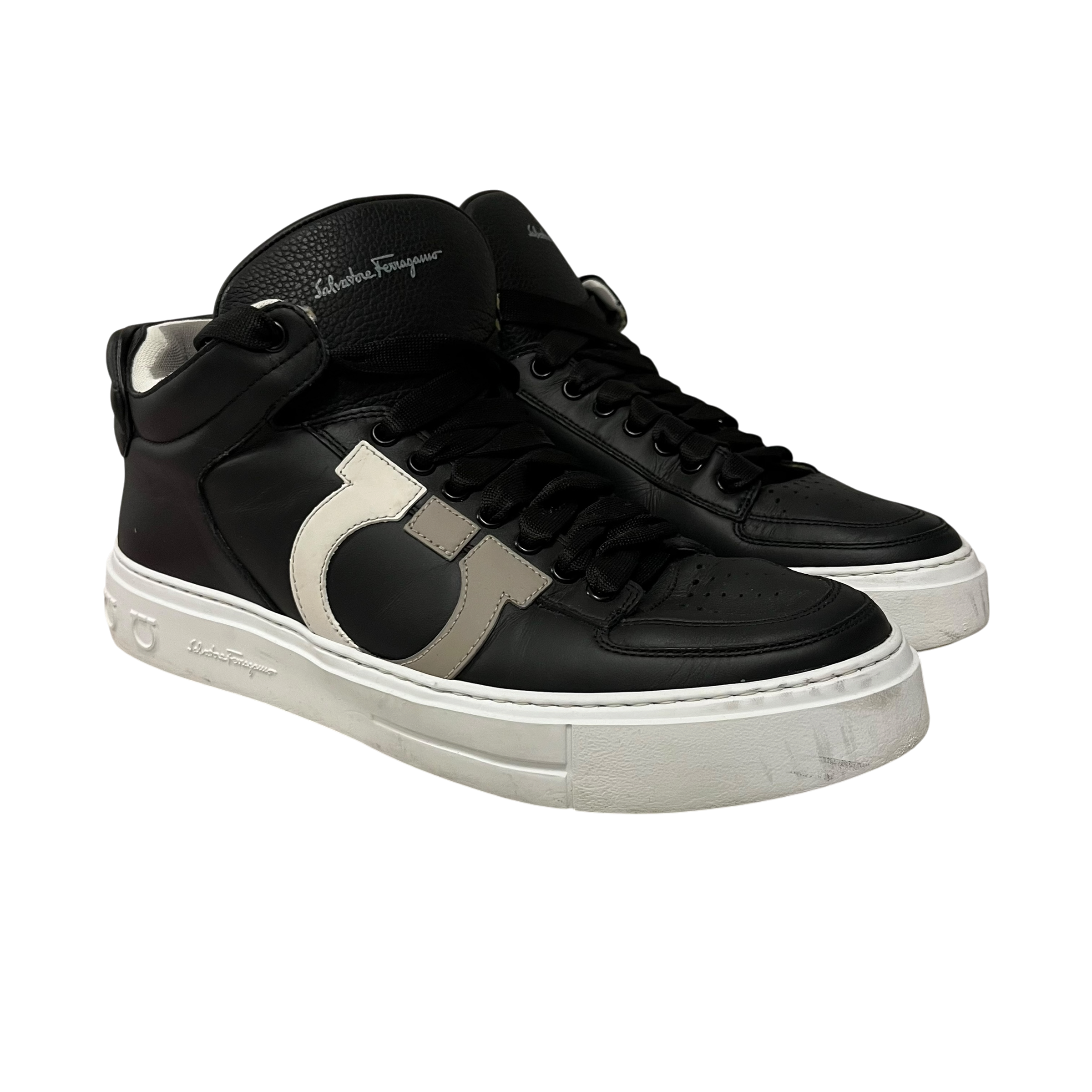 Salvatore Ferragamo/Low-Sneakers/US 10/Leather/BLK/gancini leather view 1
