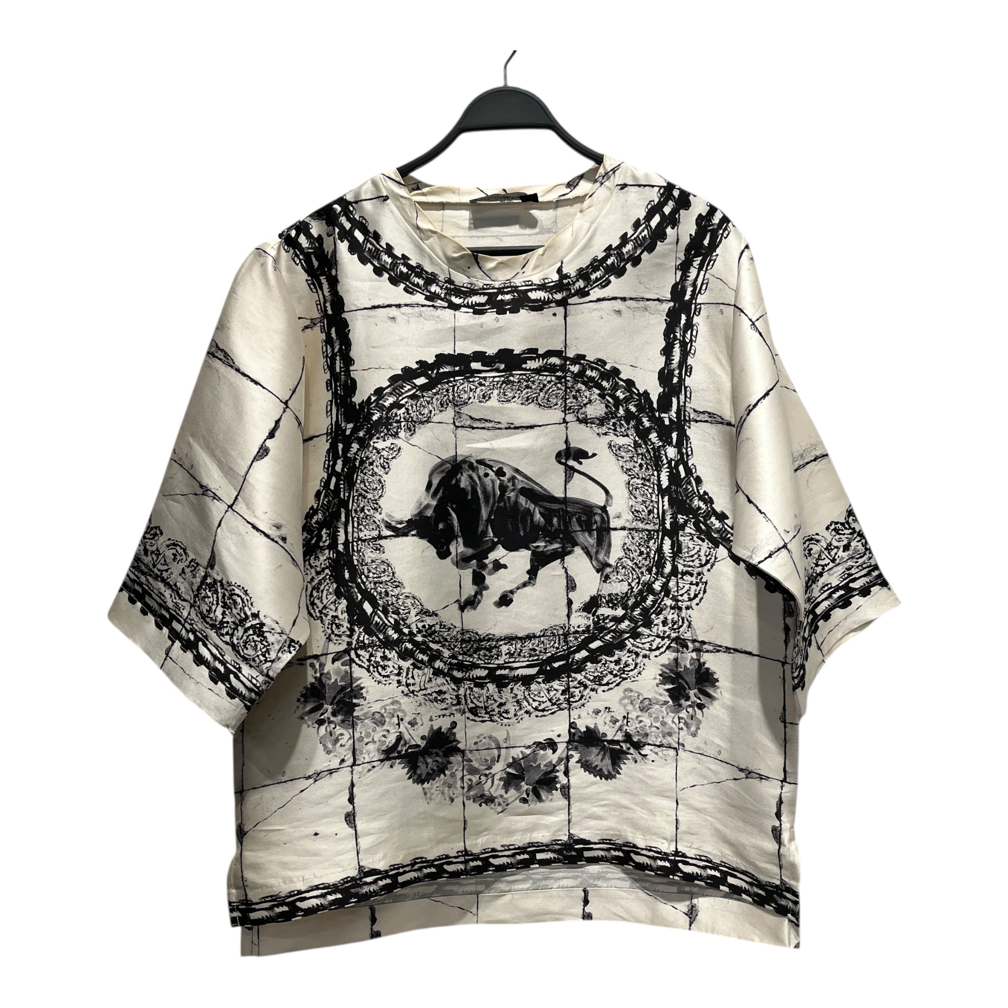 DOLCE&GABBANA/T-Shirt/46/Silk/WHT/All Over Print/BULL GRAPHIC view 1