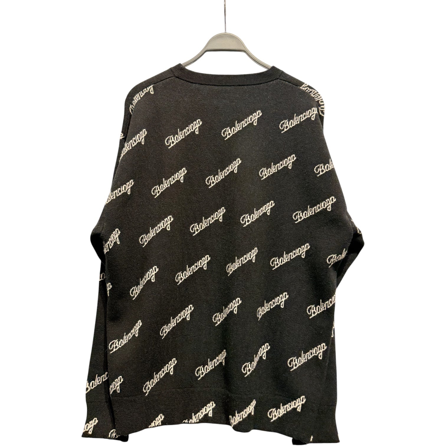 BALENCIAGA/Heavy Sweater/M/All Over Print/Wool/BLK/Oversize/script logo view 2