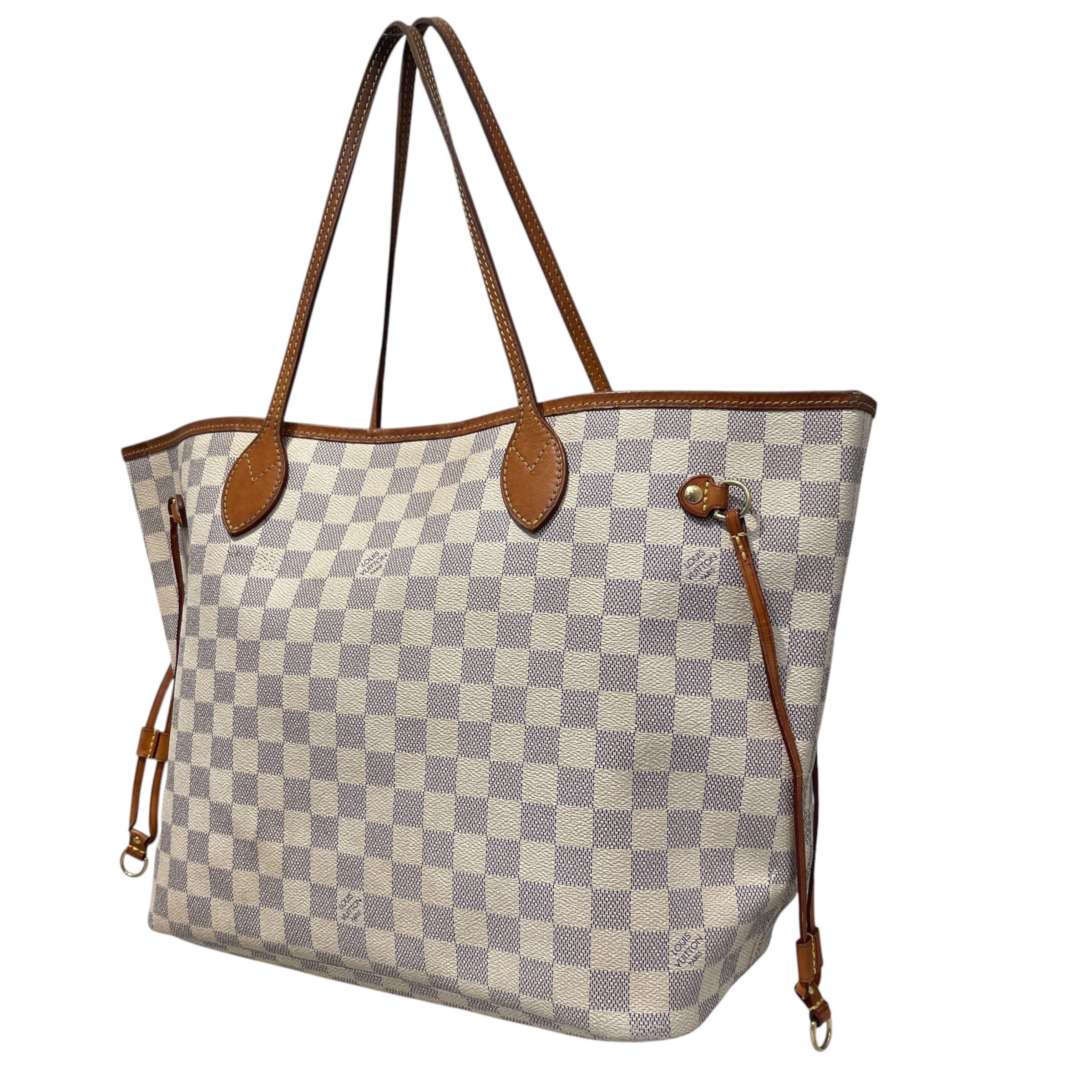 LOUIS VUITTON/Tote Bag/Leather/WHT/Damier Azur view 3