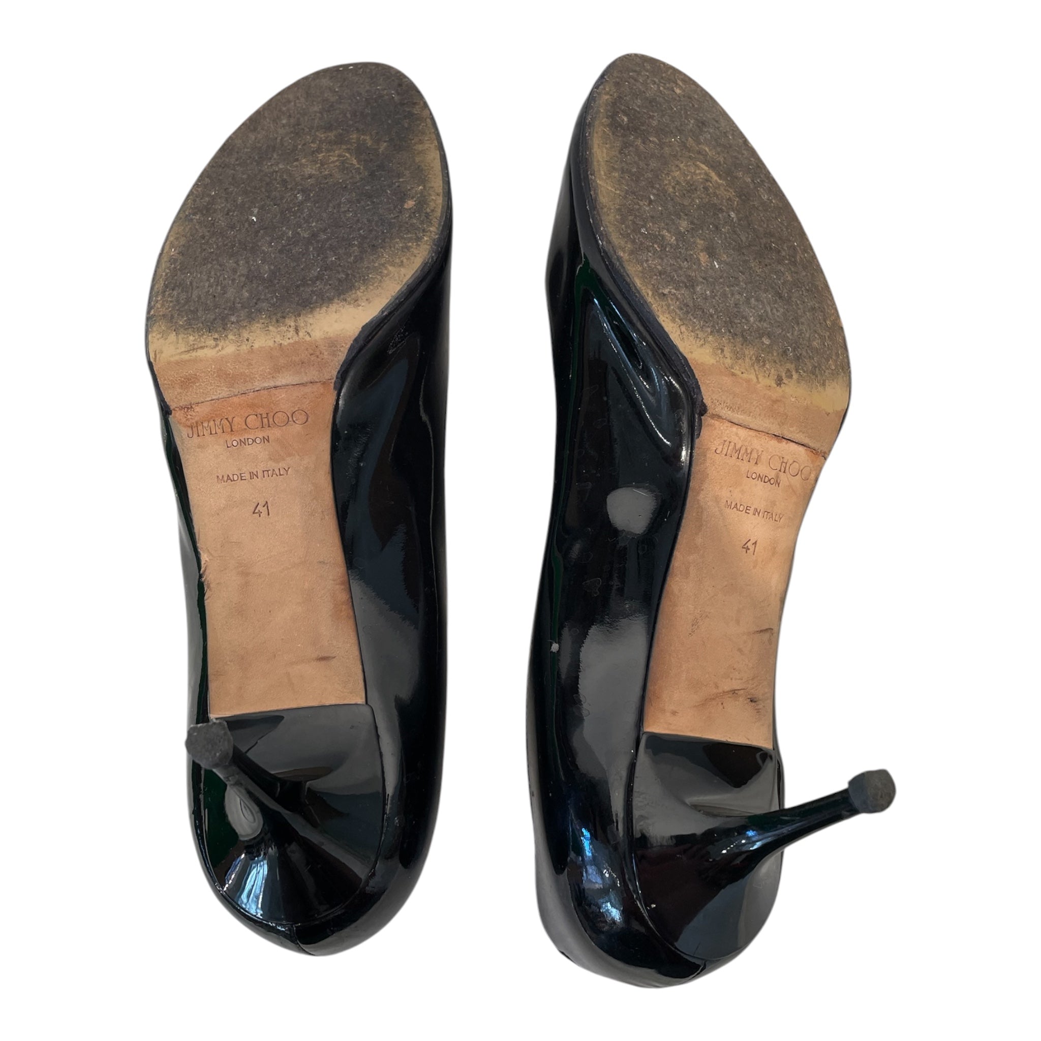 JIMMY CHOO/Heels/EU 41/Leather/BLK/PATENT PEEP TOE view 4