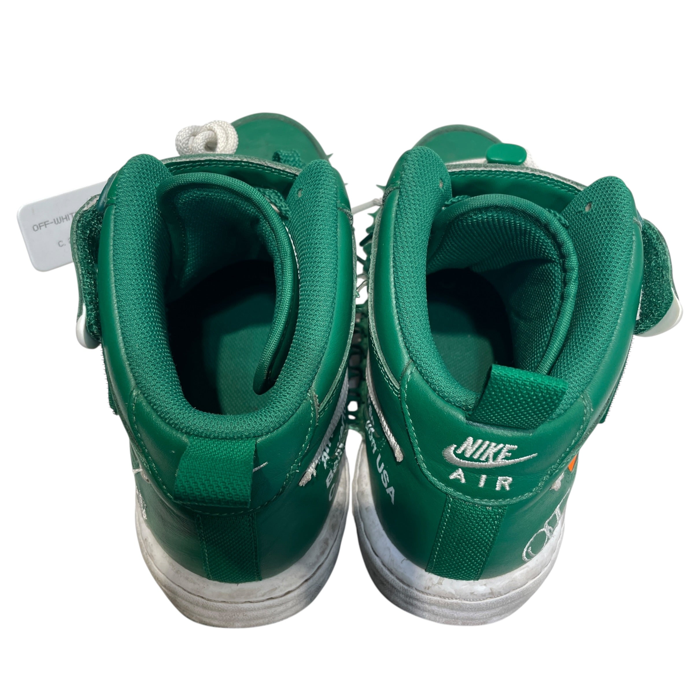 NIKE/OFF-WHITE/Hi-Sneakers/US 10/Leather/GRN/Air Force 1 Mid White-Pine view 9