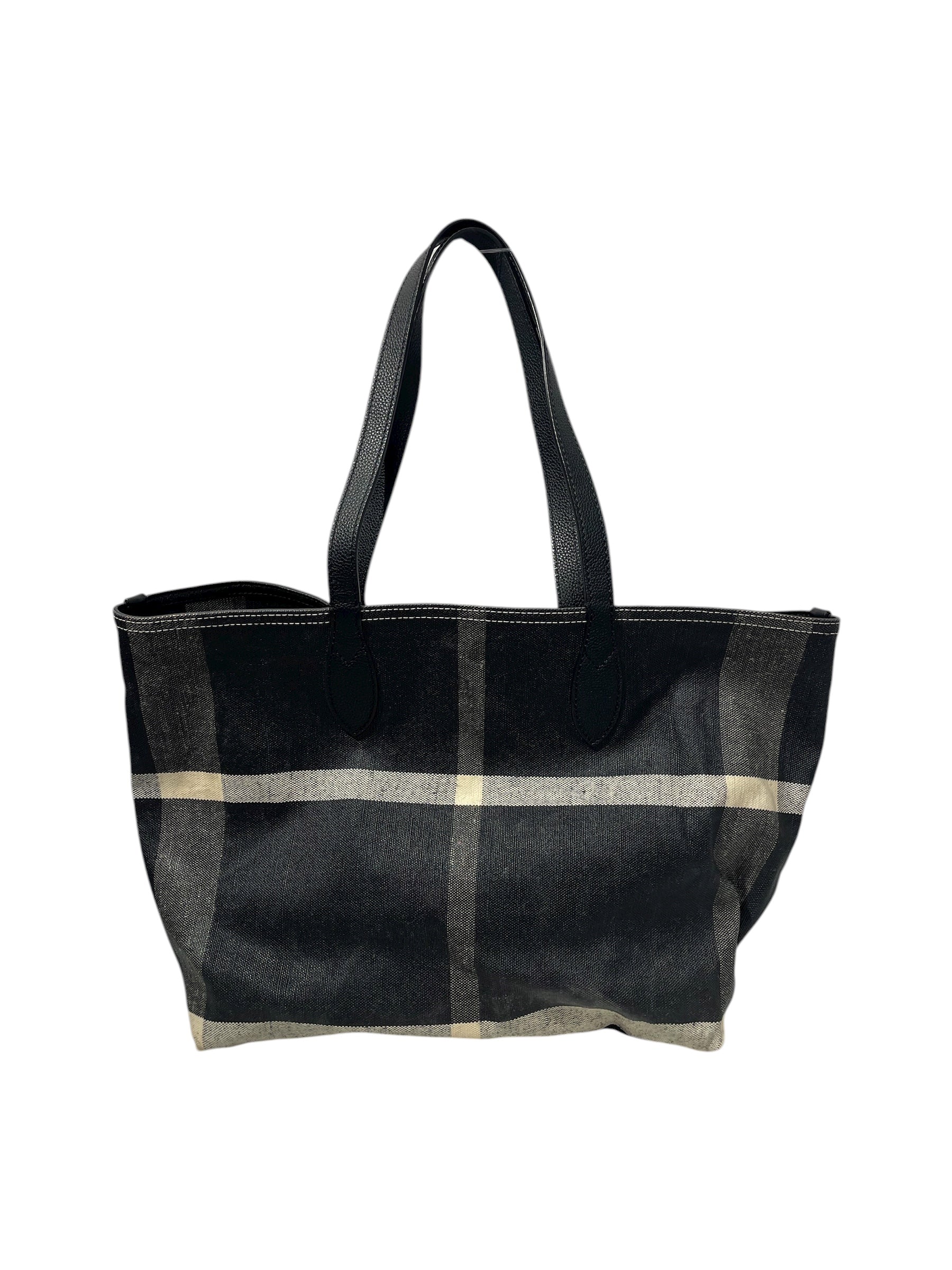 BURBERRY LONDON/Tote Bag/Gingham Check/BLK/WOVEN TOTE BAGE BURBERRY LOGO view 2