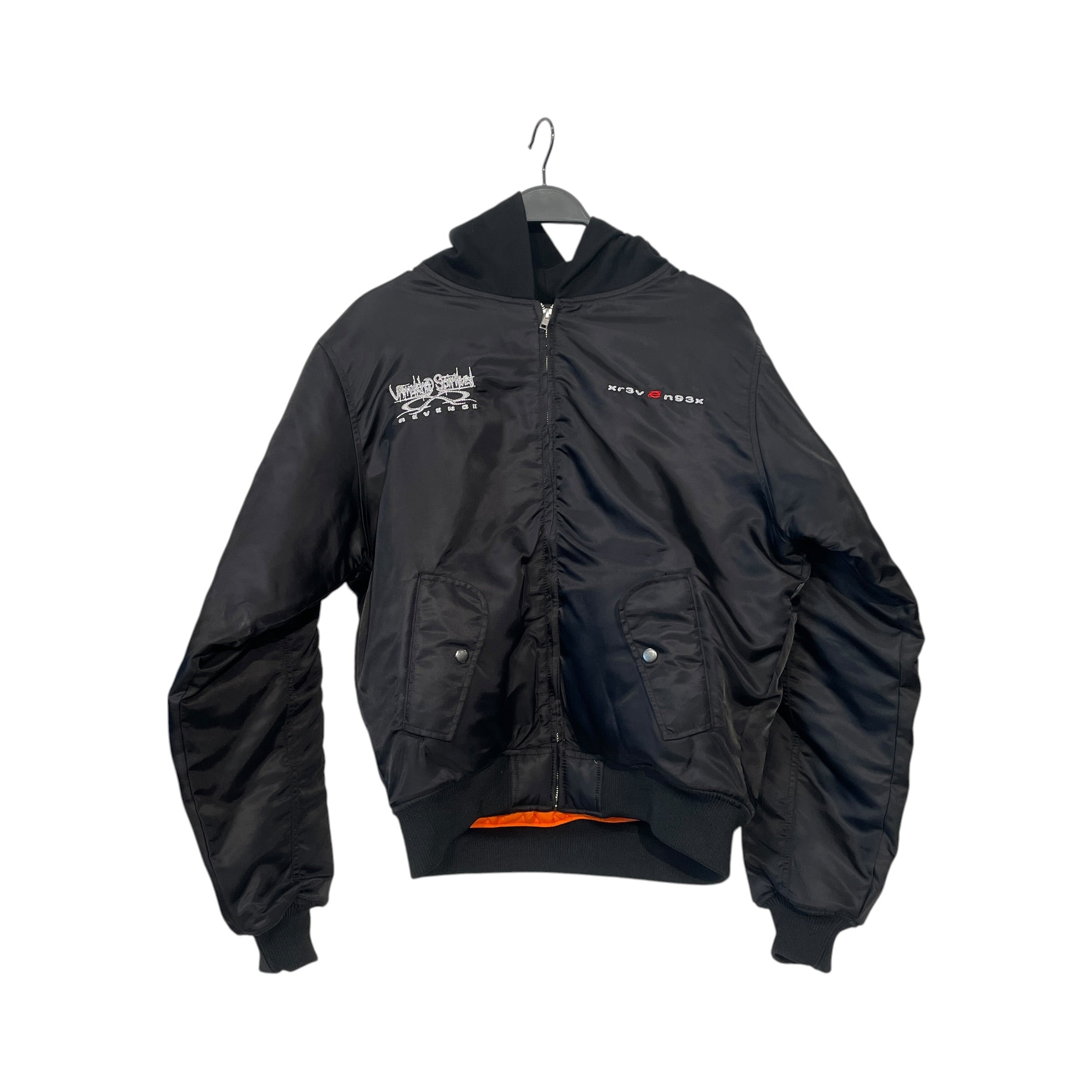 Revenge/Flight Jkt/S/Nylon/BLK/HOODED BOMBER JACKET view 1