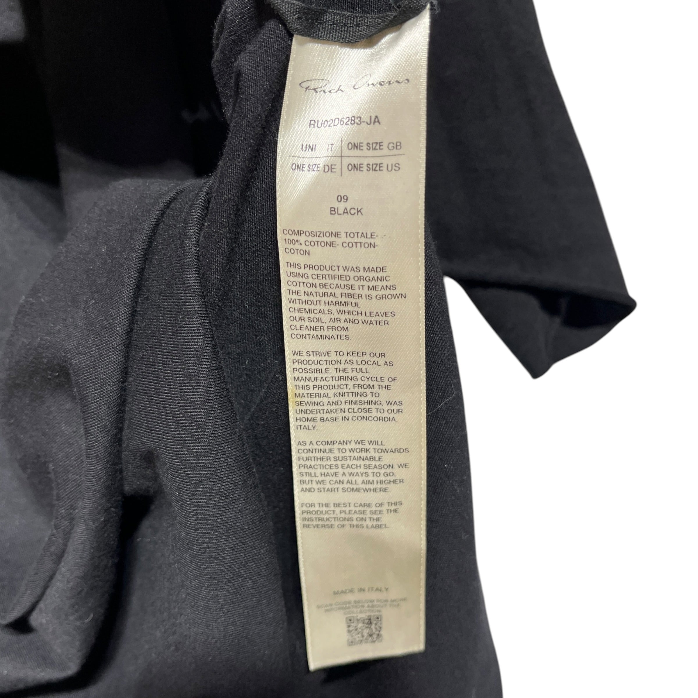 Rick Owens/T-Shirt/9/Cotton/BLK/fw 24 view 3