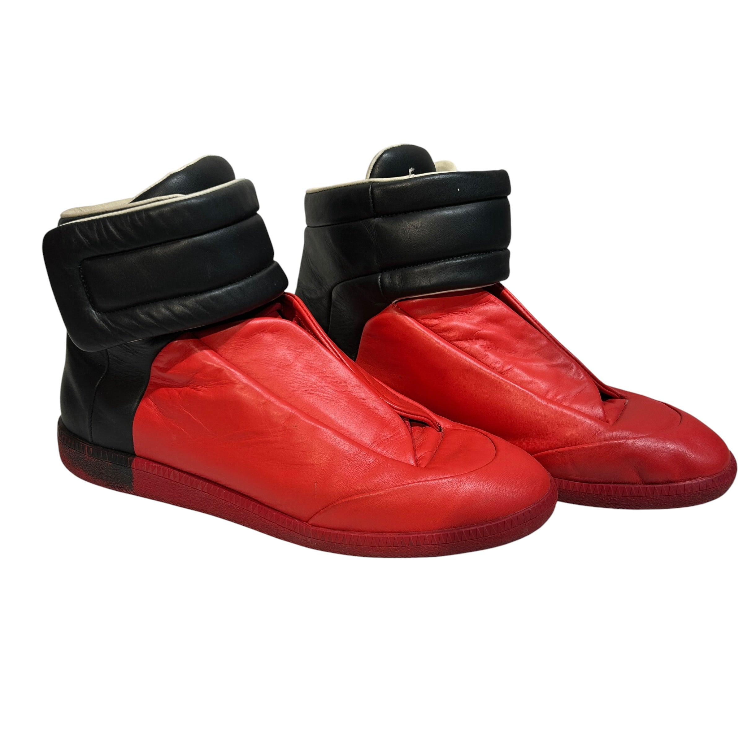 Maison Margiela/Hi-Sneakers/US 9/Leather/BLK/future high/red front view 1