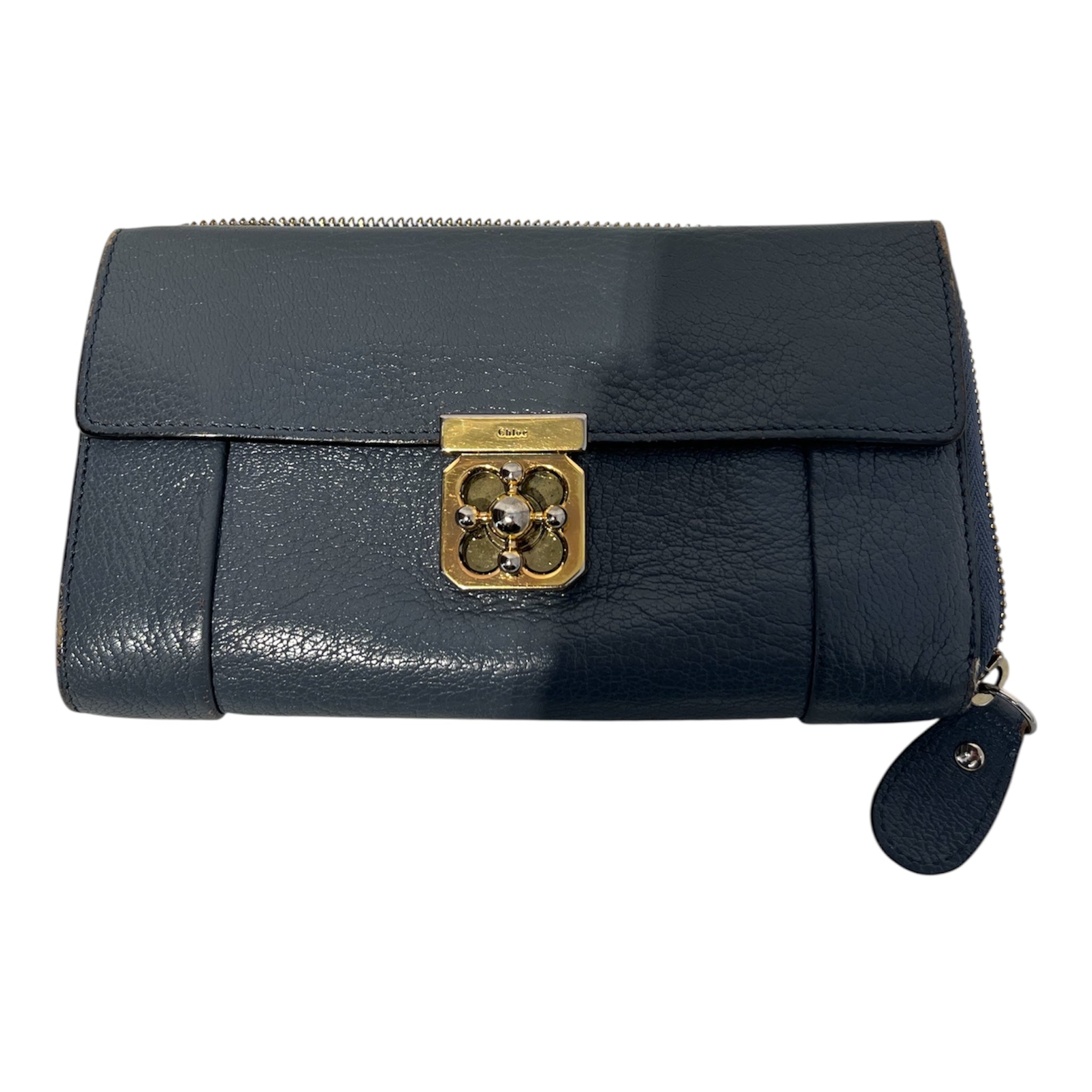 Chloe/Long Wallet/Leather/BLU/Elise Model view 3