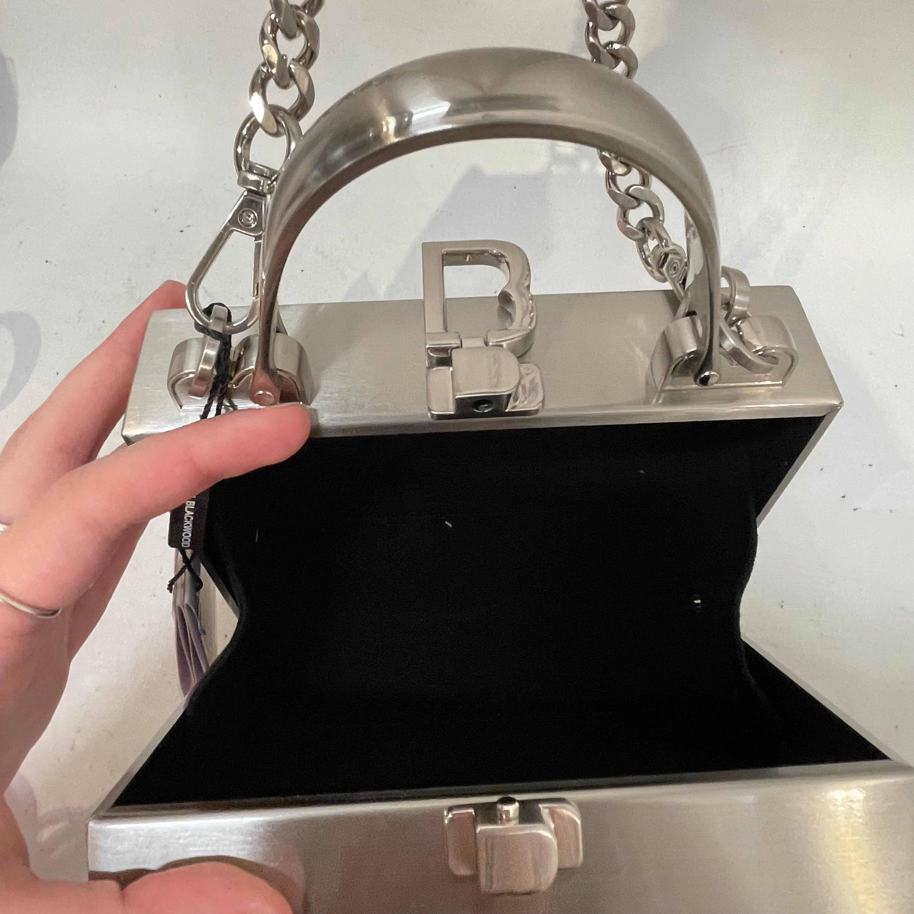 BRANDON BLACKWOOD/Clutch Bag/SLV/metal box view 6