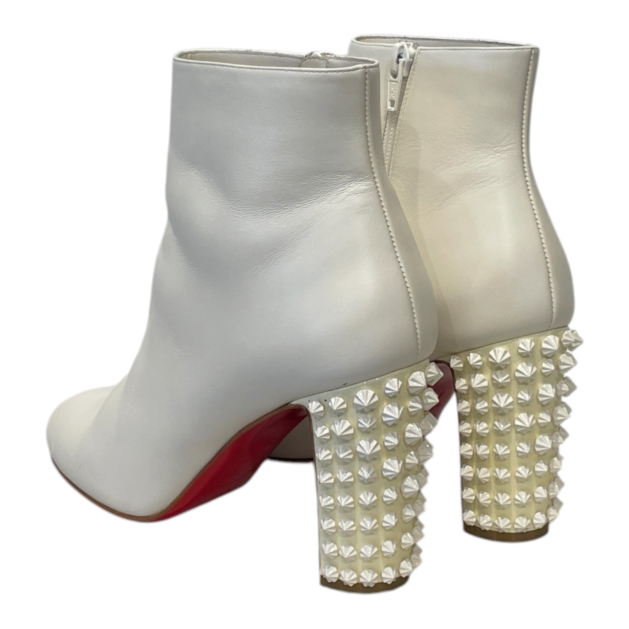 Christian Louboutin/Booties/EU 39.5/Leather/WHT/HEEL WHITE STUDS view 2