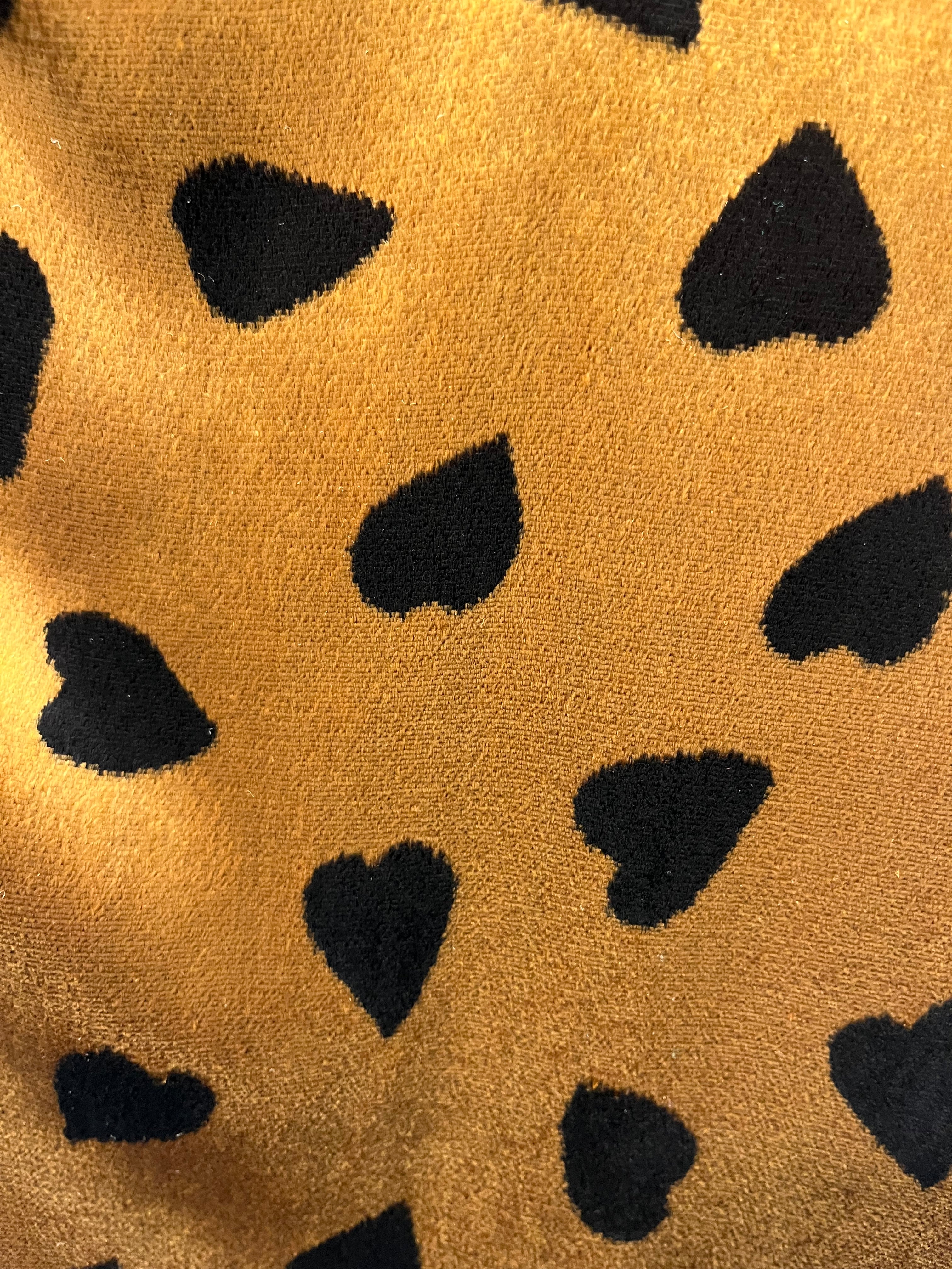 YVES SAINT LAURENT/Camisole Dress/36/All Over Print/Velour/GLD/Mini Length/BLK HEART PRINT view 3
