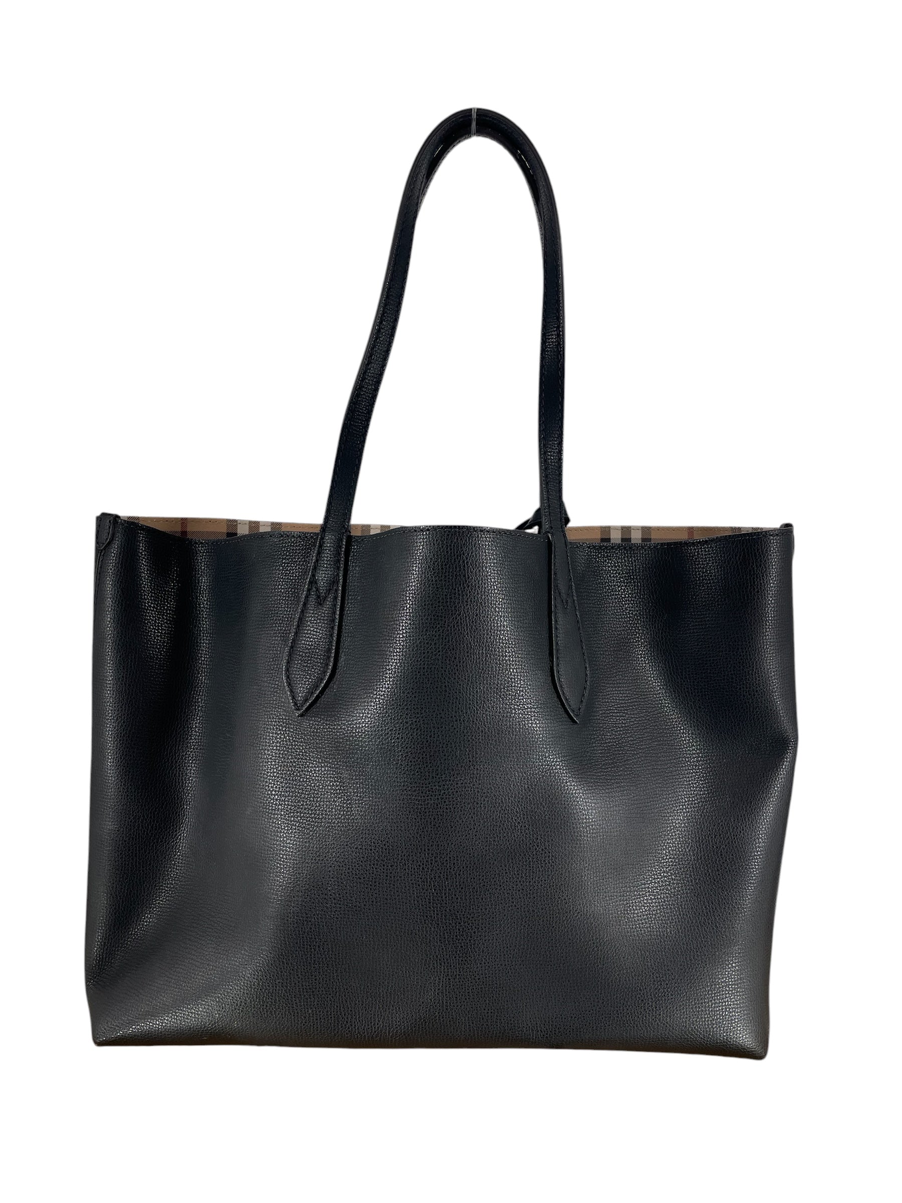 BURBERRY/Tote Bag/Leather/BLK/BLK BURBERRY LEATHER TOTE view 2