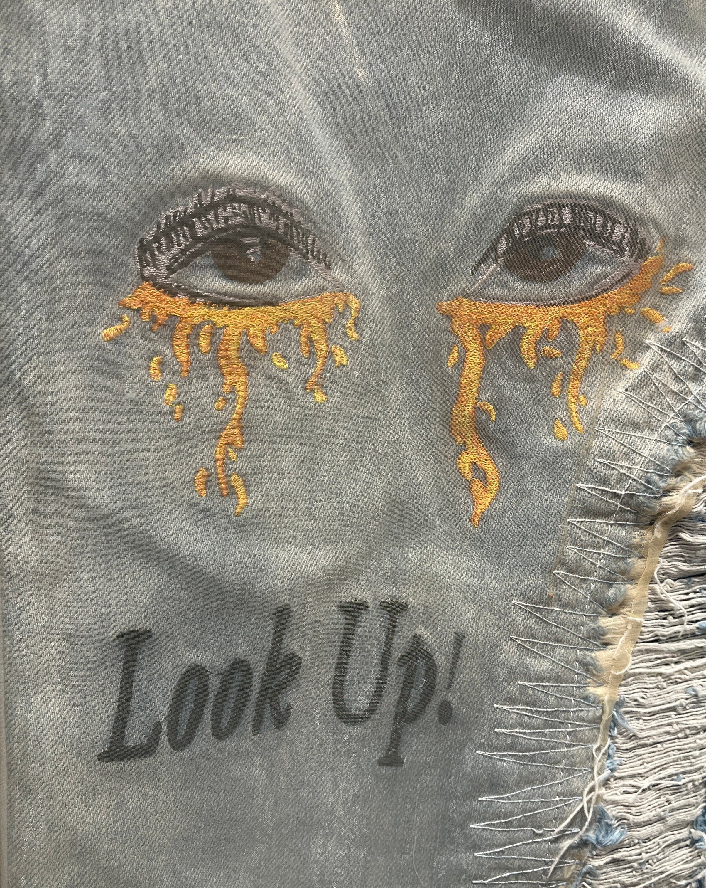 WHO DECIDES WAR/Bootcut Pants/32/Denim/BLU/Graphic/sunshine overlay - overlay rip view 4