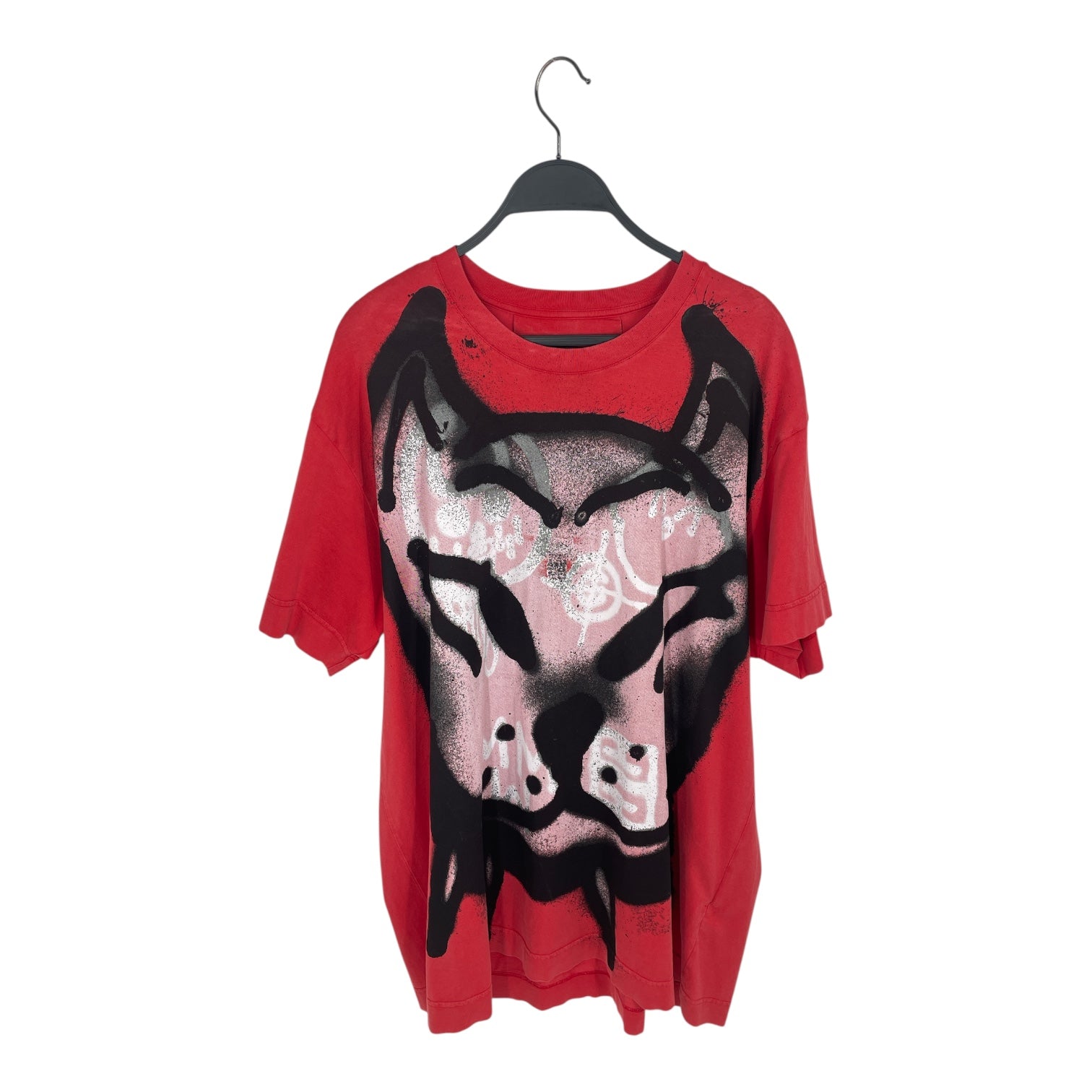 GIVENCHY/T-Shirt/M/Cotton/RED/graffiti print dog tee view 1