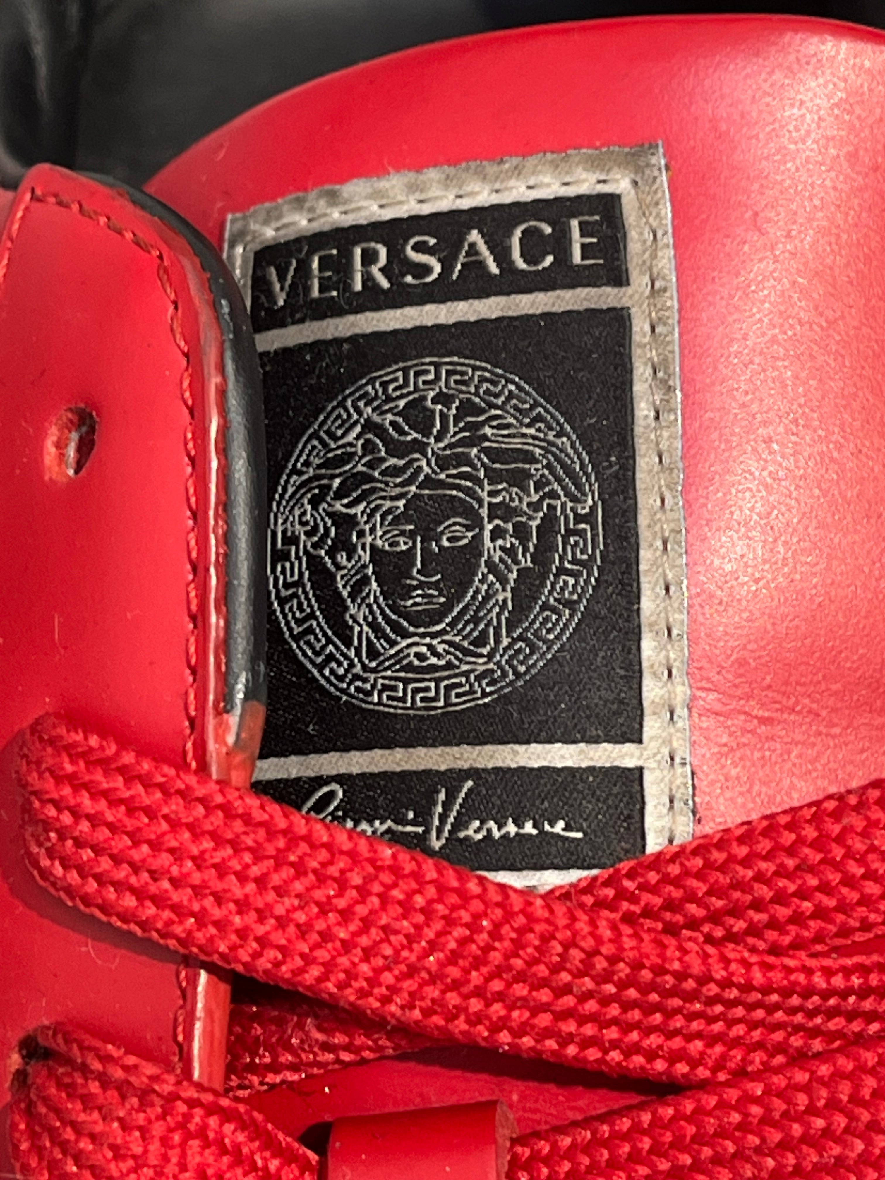 VERSACE/Low-Sneakers/EU 43/Leather/RED/BLK LOGO SIDES view 6