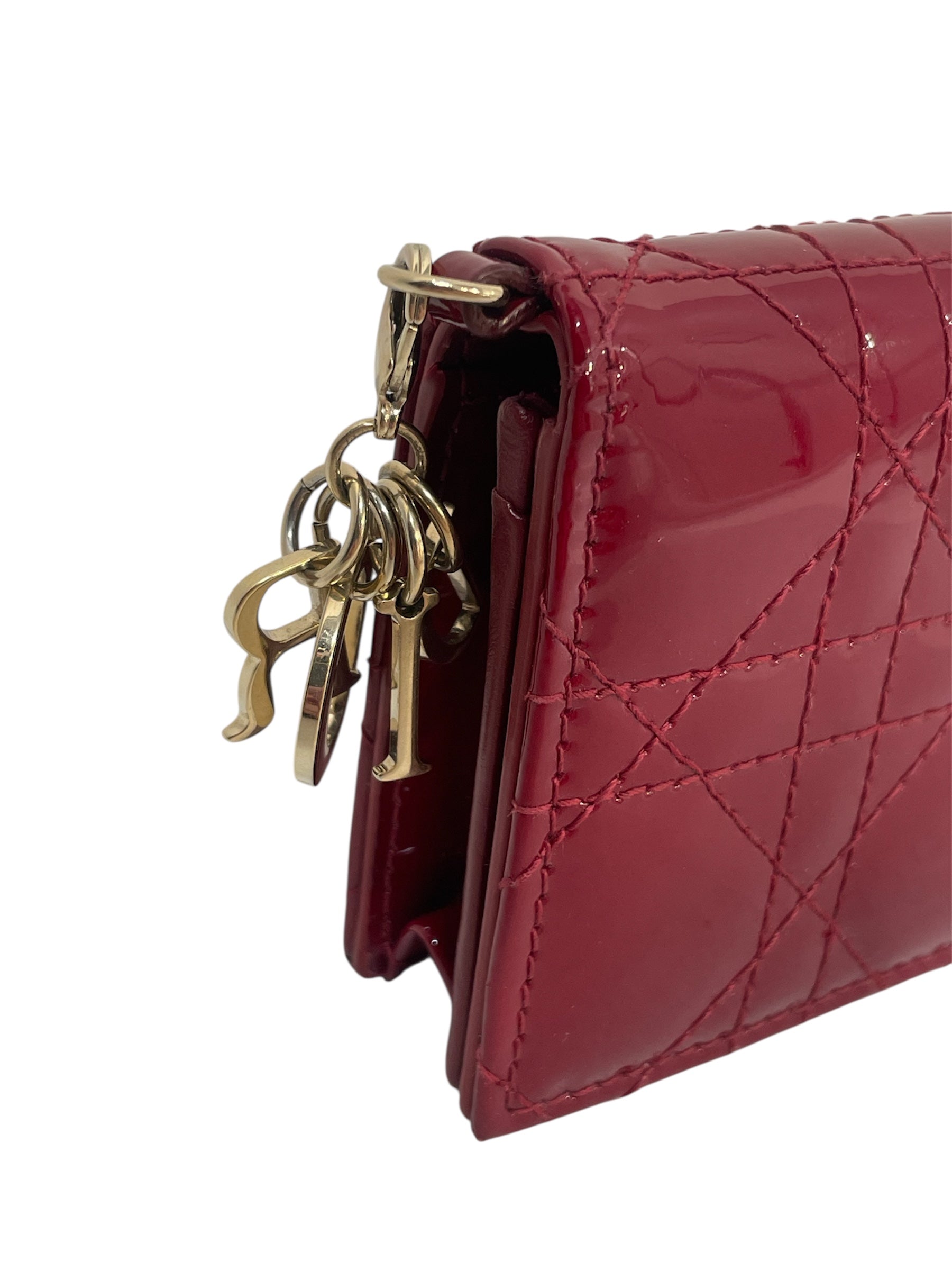 Christian Dior/Bifold Wallet/Leather/RED/PATENT CHARM WALLET view 6