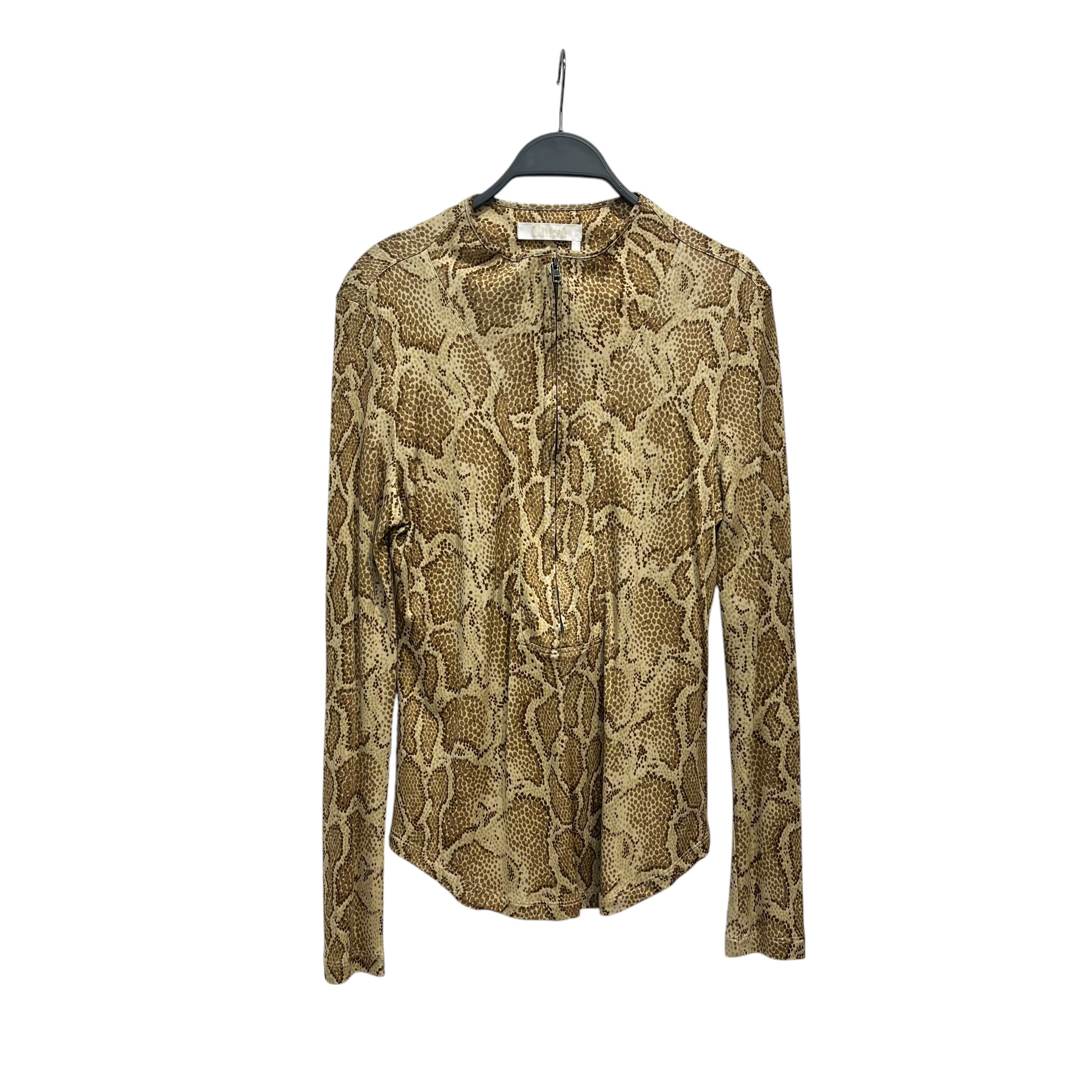 Chloe/LS Shirt/S/Animal Pattern/BEG/ZIP UP-PYTHON view 1