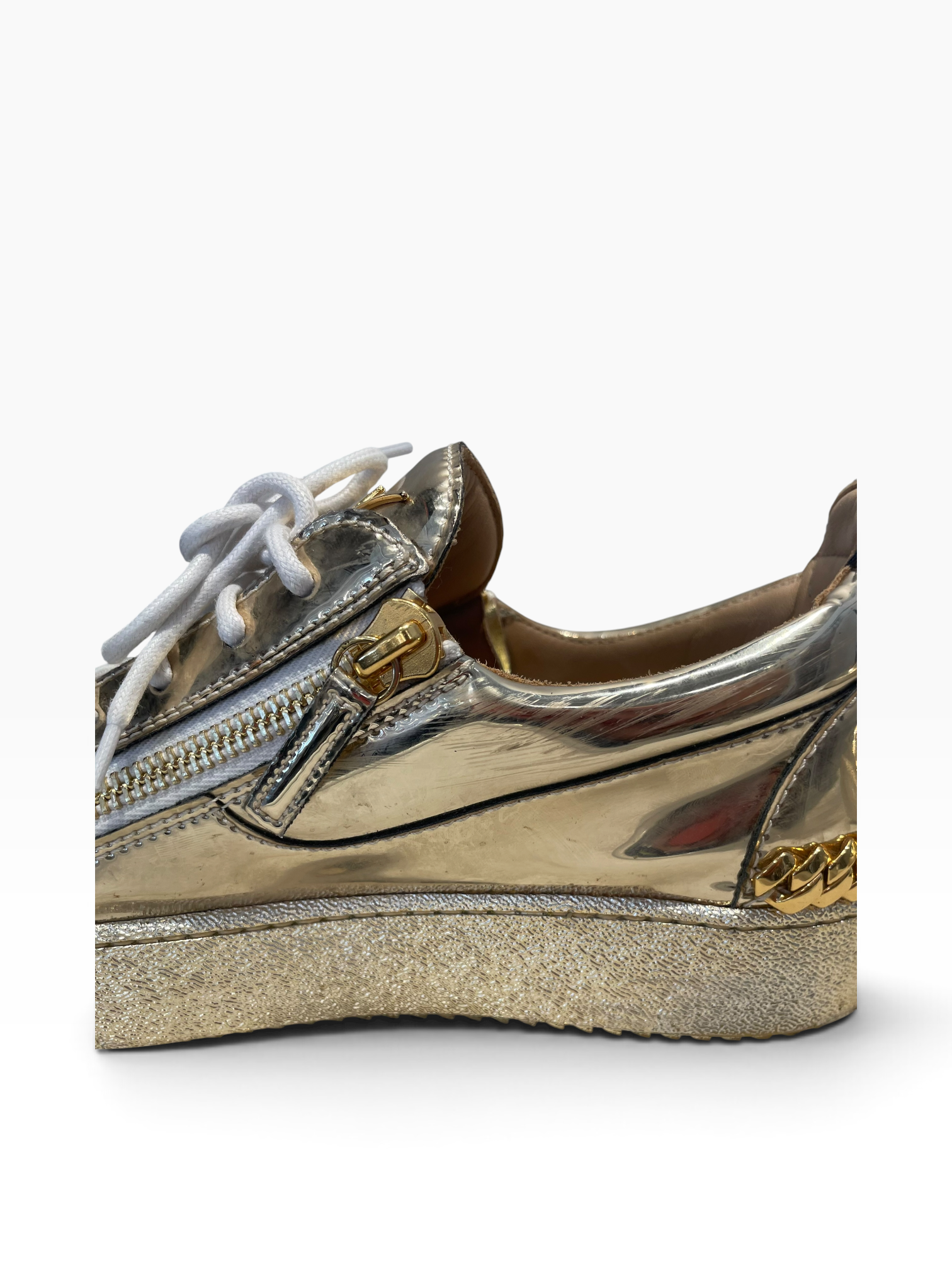 Giuseppe Zanotti/Low-Sneakers/EU 40/Faux Leather/GLD/Argento Side Zip Sneaker view 7
