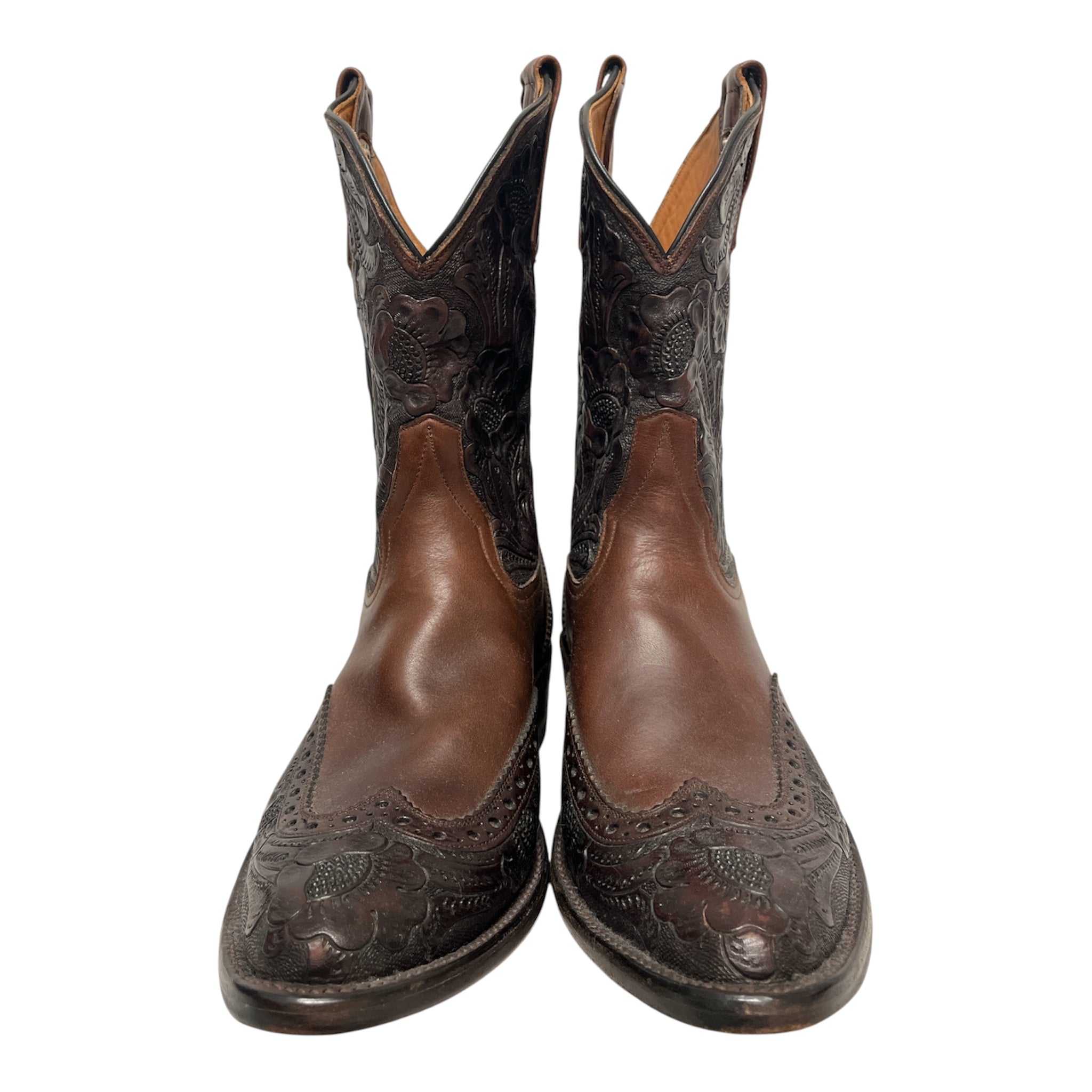 RRL/Cowboy Boots/US 9/Leather/BRW/HAND TOOLED WINGTIPS view 2