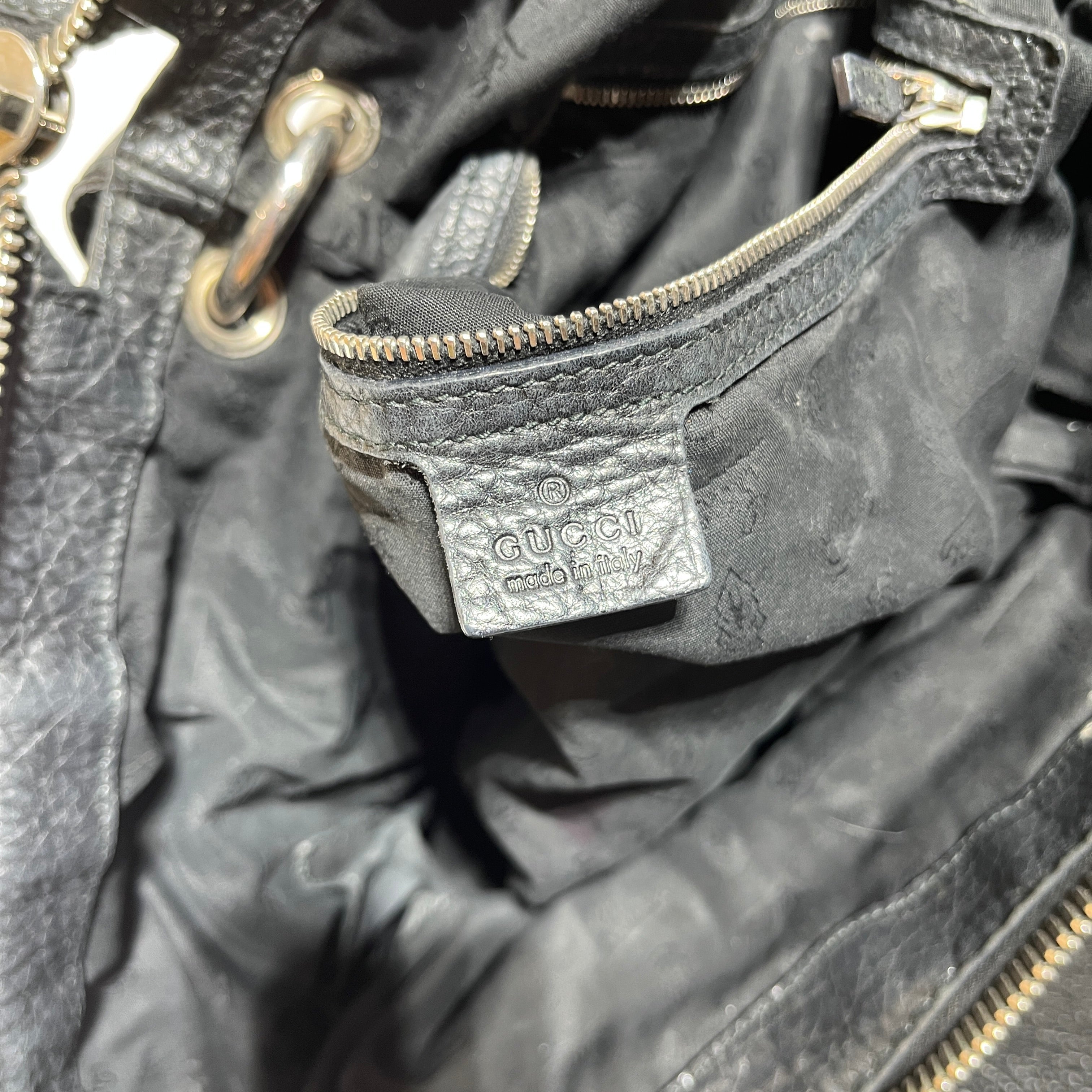 GUCCI/Tote Bag/Leather/BLK/bamboo tote view 3