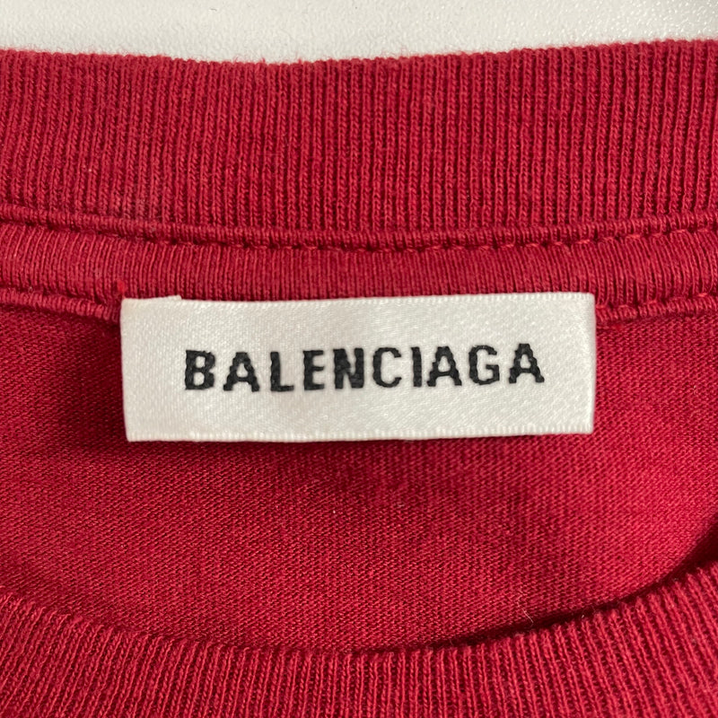 BALENCIAGA/T-Shirt/S/Cotton/RED/LOGO DOUBLE B